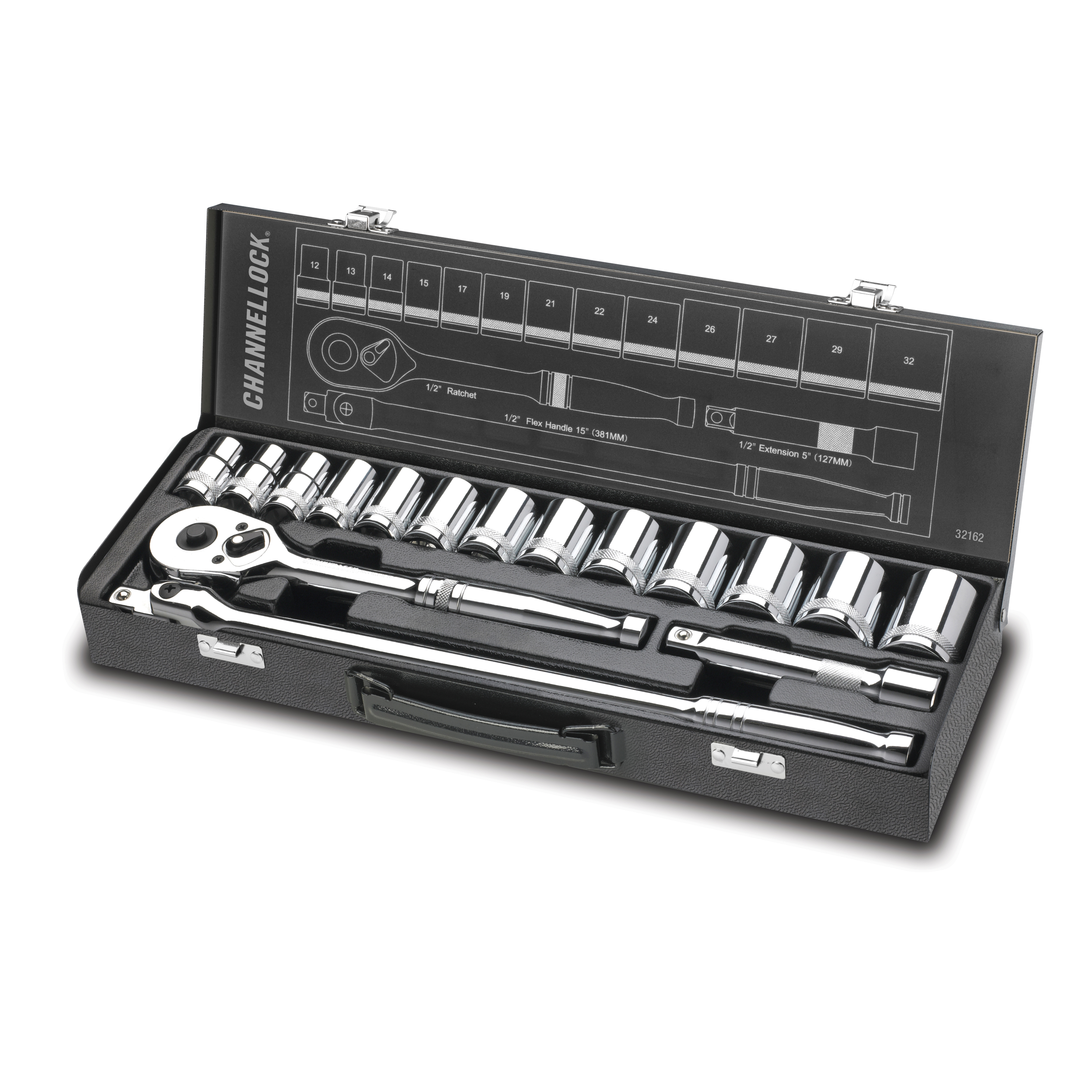 32162 16pc 1/2" Metric Drive Socket Set