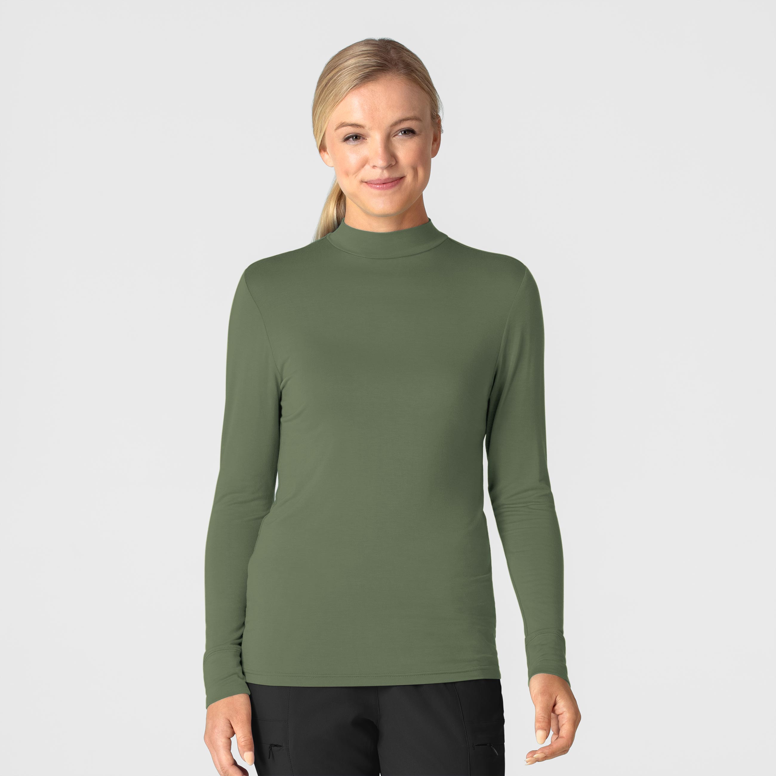 Wink Layers 2129 Womens Long Sleeve Mock Neck Silky Knit Tee-Wonder Wink