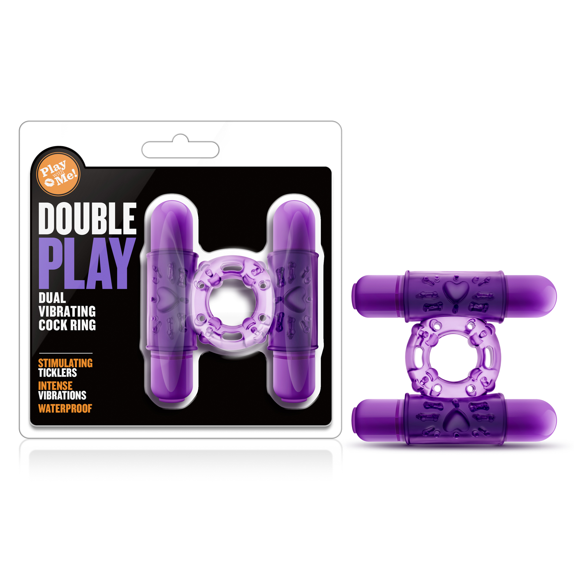 Blush Play With Me? / Double Play: Purple Dual Vibrating Penis Ring