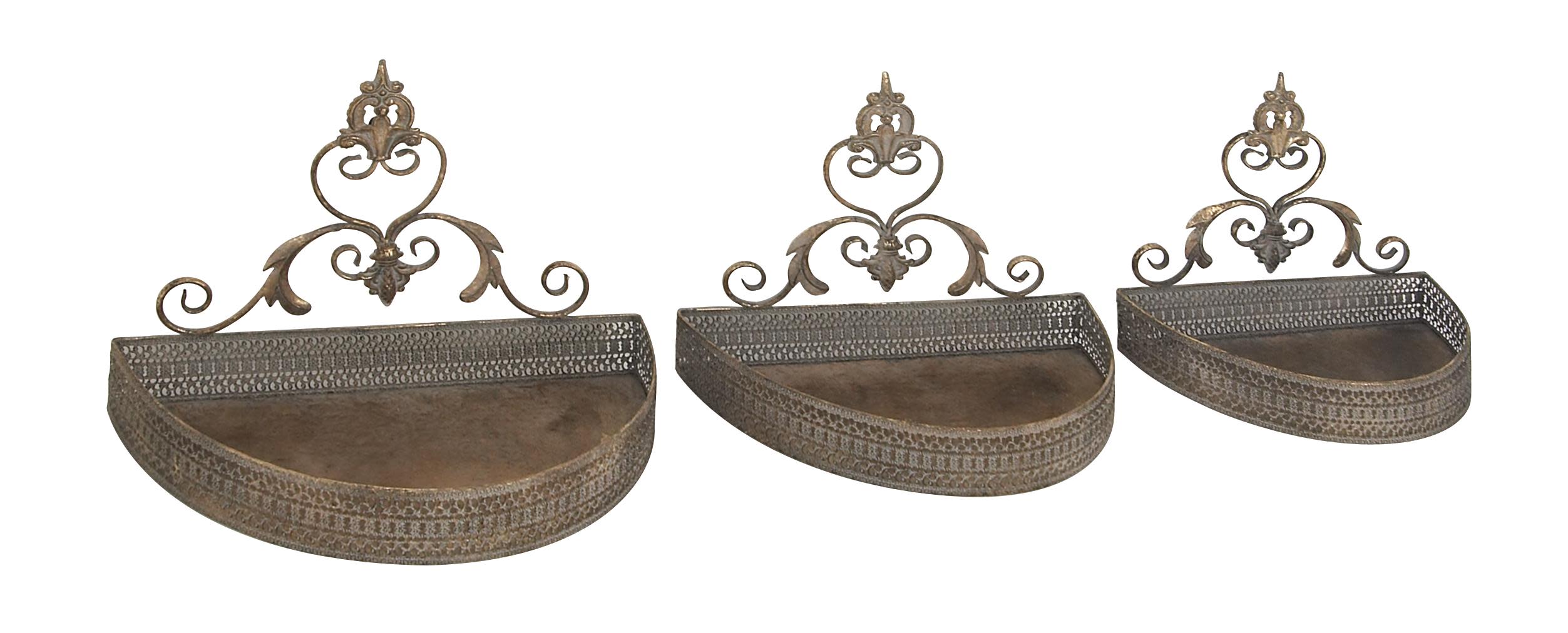 Brown Metal  Planter, Set of 3 14", 16", 18"W