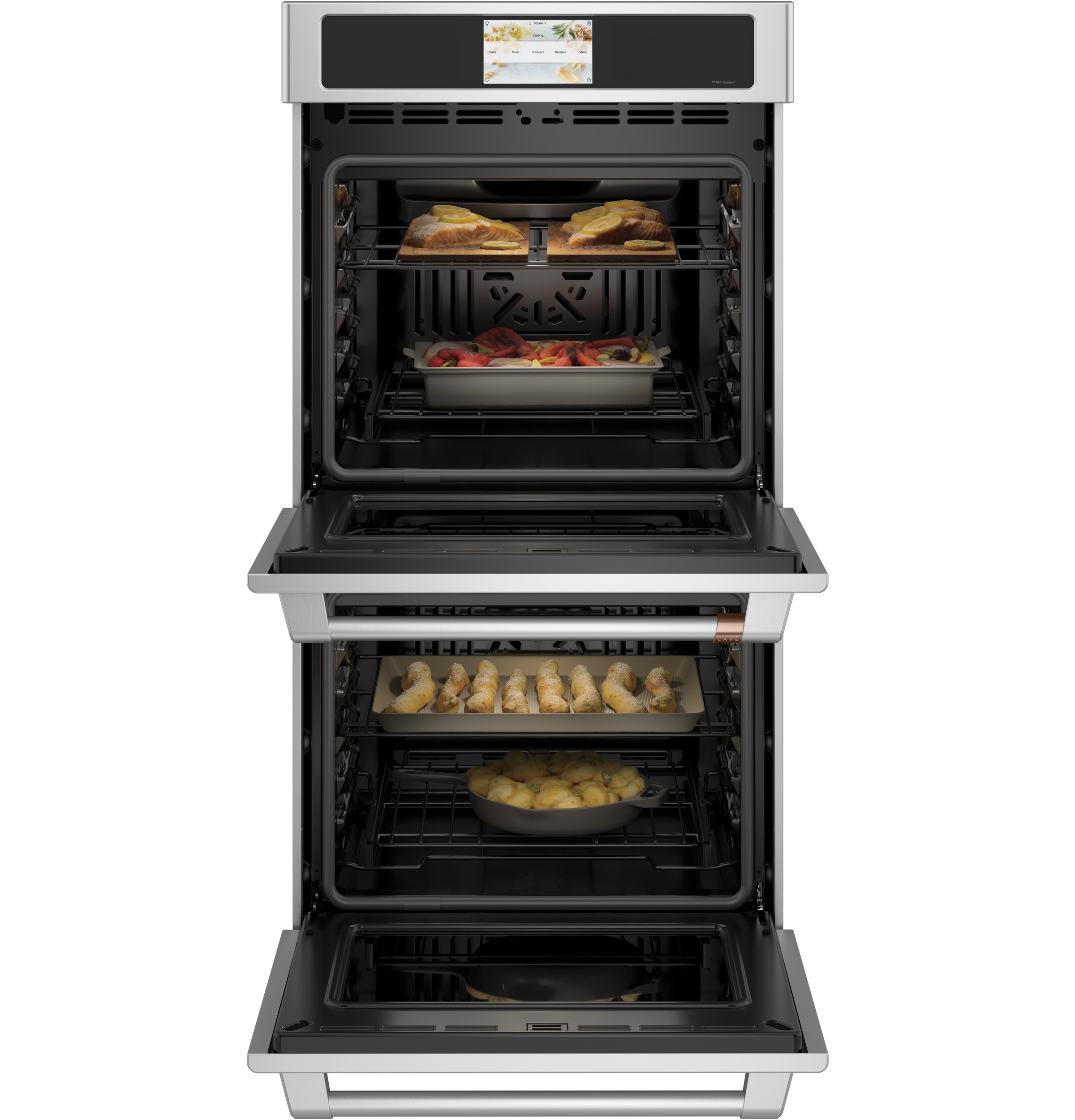 27" Width — Dbl Elec — Slf & Stm Cln — Conv (Both) — 7" Full-Clr Tch LCD Scrn — 2x Roller Rck, Meat Prb — Connectable via built-in WiFi — Est Drop Date = JUN-26 view 4