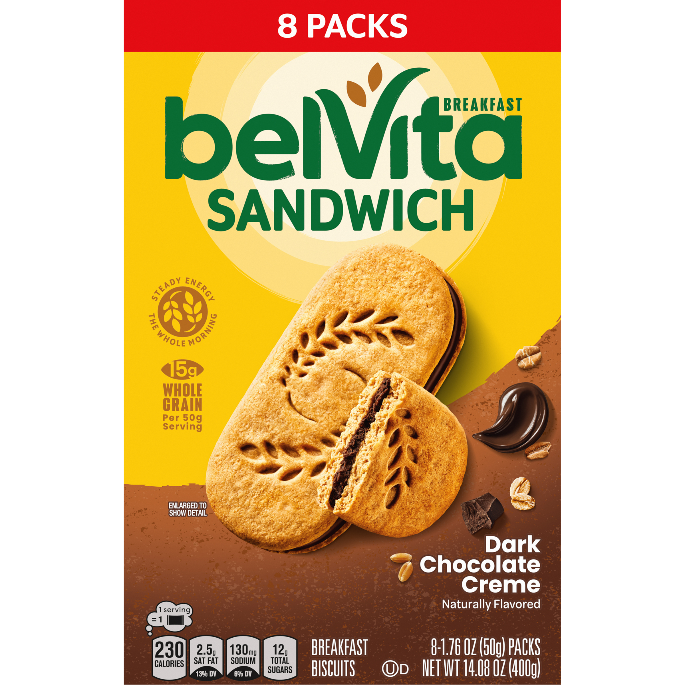 BELVITA Sandwich Breakfast Sandwich Dark Chocolate Creme Breakfast Biscuits 14.08 OZ-thumbnail-2