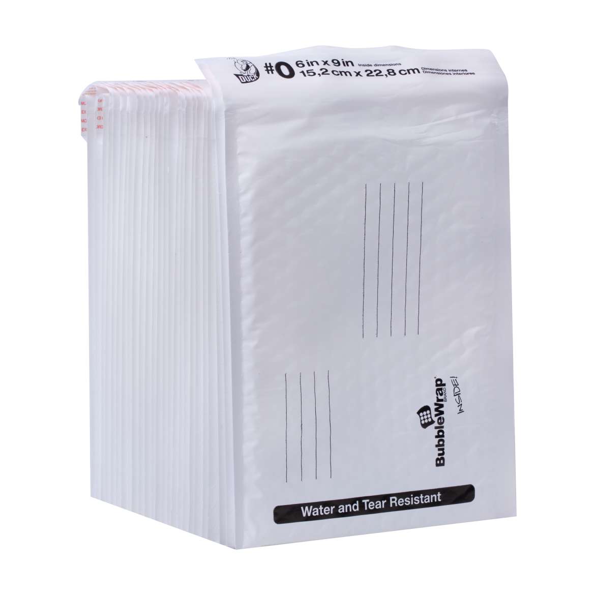 Duck® Brand Poly Bubble Mailers - White, 25 pk, 6 in. x 9 in. Image