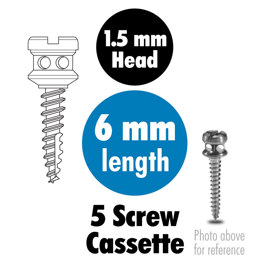 ACE Orthodontic Bone Screws 1.5mm x 6mm , sterile, titanium, 5/Pkg