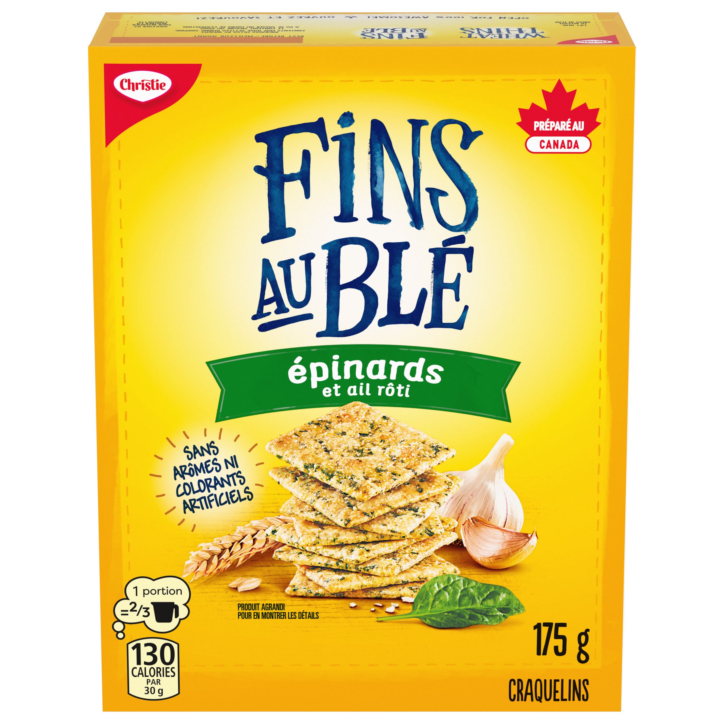 Craquelins FINS AU BLÉ Épinards et ail rôti 175 g-0