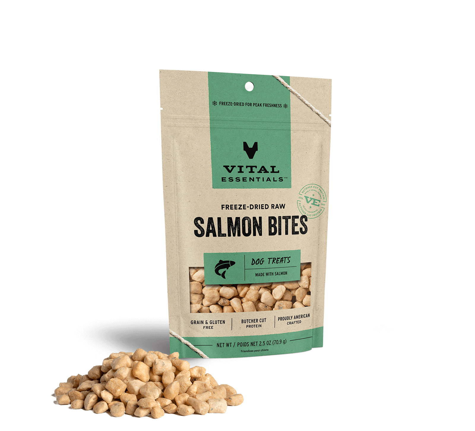 Vital Essentials Freeze-Dried Raw Salmon Bites Dog Treats, 2.5 oz - Treats