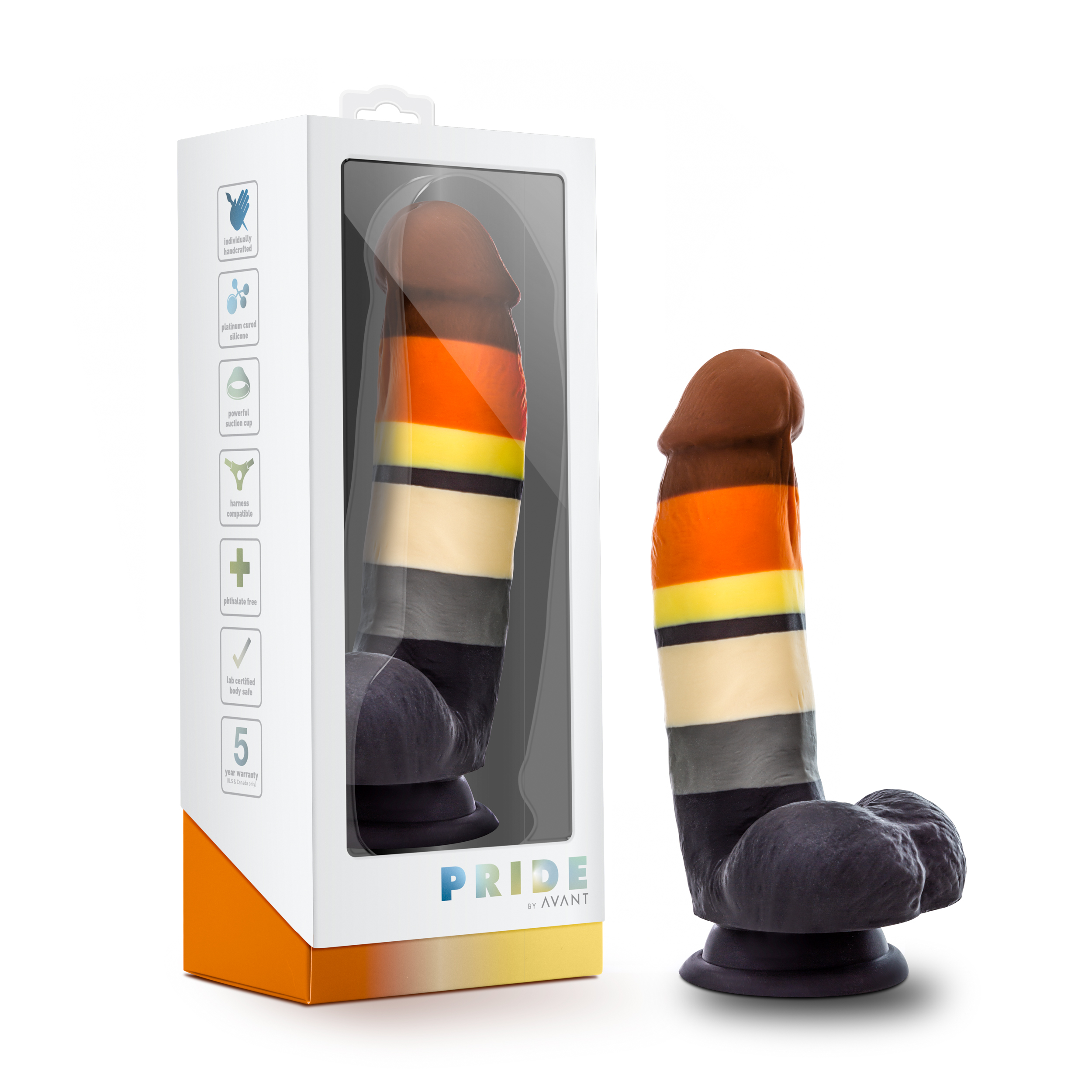 Blush Avant / Pride Bear P9: Artisan 8 Inch Dildo with Suction Cup Base - Elegantly Made with Smooth Ultrasilk? Purio? Silicone