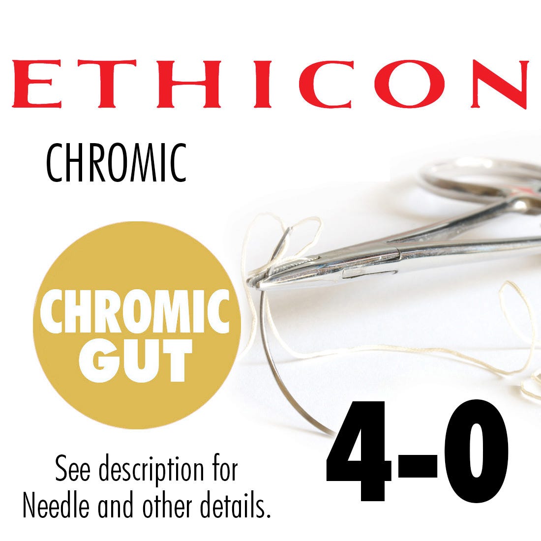 Ethicon 4-0 Chromic Gut Sutures, J1, 18"- 12/Box