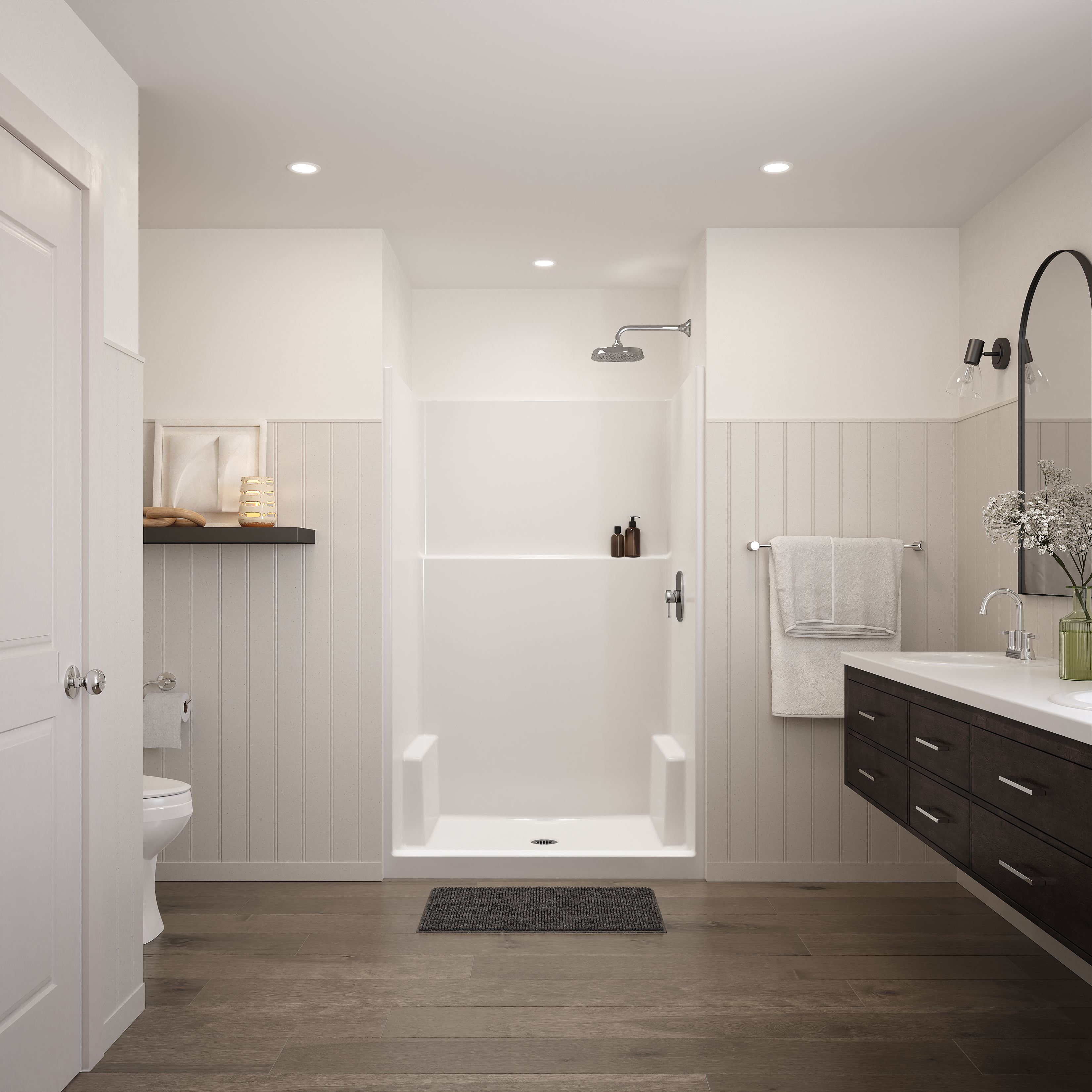 Icon SH4836 AcrylX™ Alcove Center Drain One-Piece Shower in White view 6