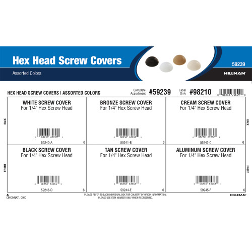 Hex Head Screw Covers Assortment (Assorted Colors)