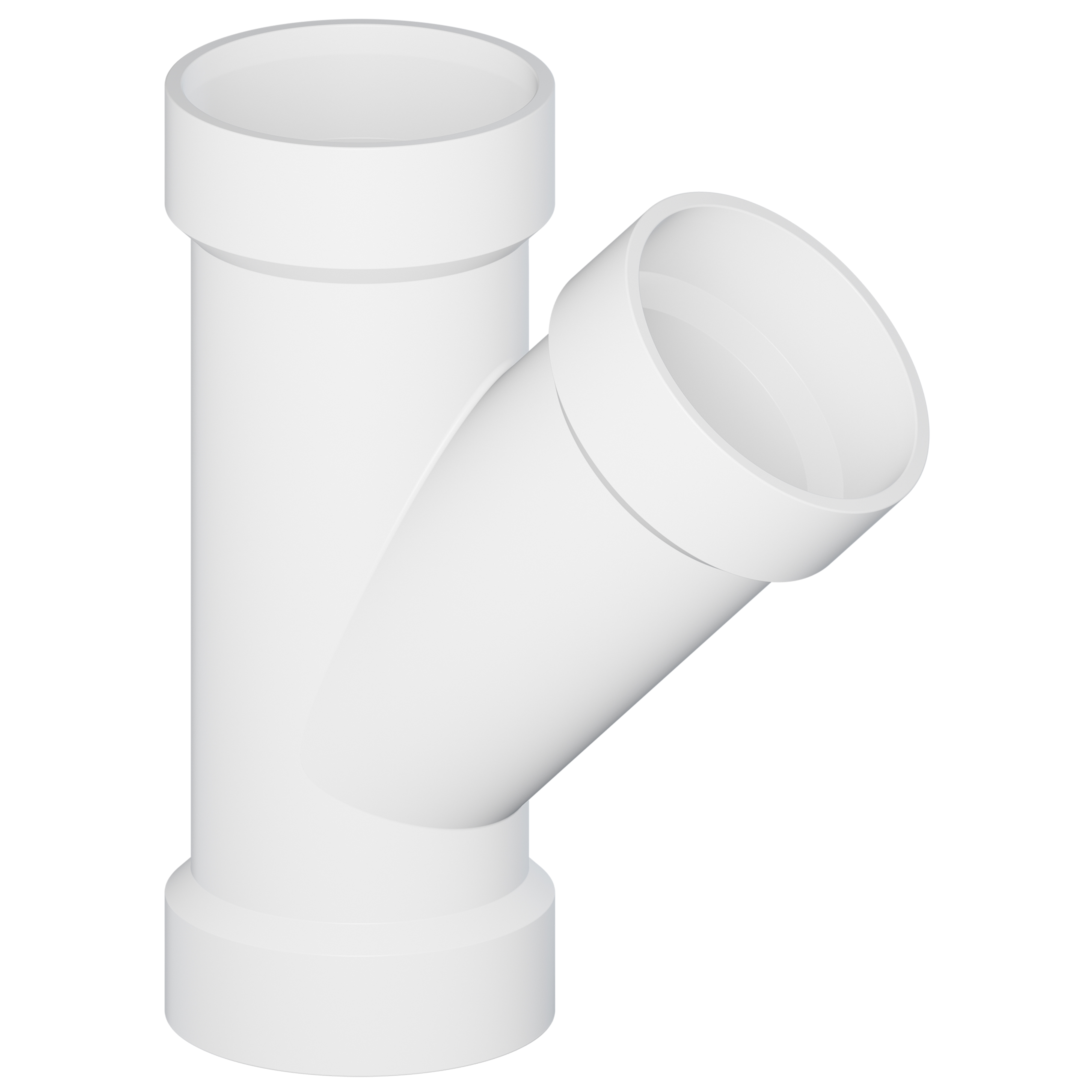 TIGRE 601-3621 4" x 4" x 2" Hub x Hub x Hub PVC Single DWV Reducing Wye 45° White