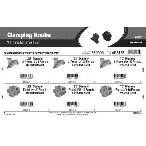 Clamping Knobs Assortment (with Threaded Female Insert)