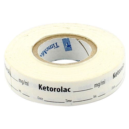Ketorolac Labels, White, - 500/Roll