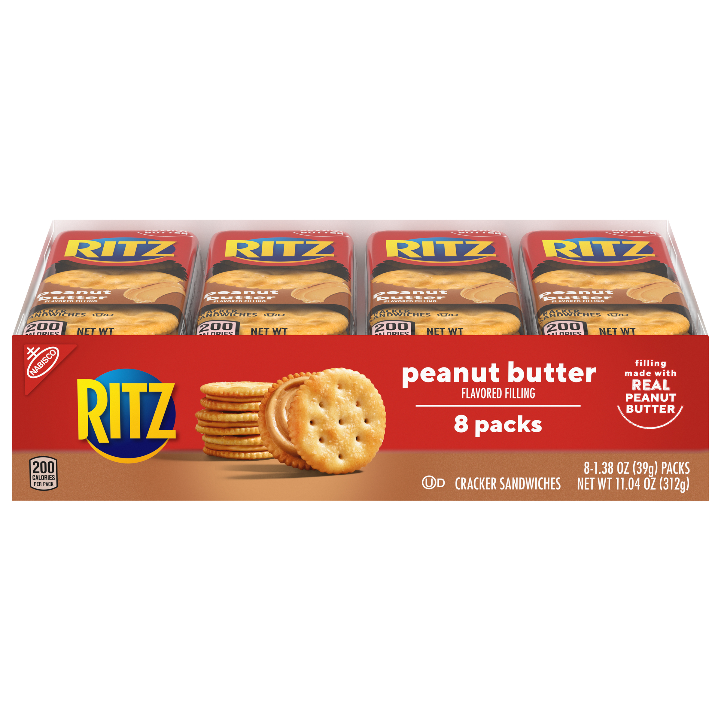 RITZ Peanut Butter Sandwich Crackers, Family Size, 16 - 1.38 oz Snack Packs-2