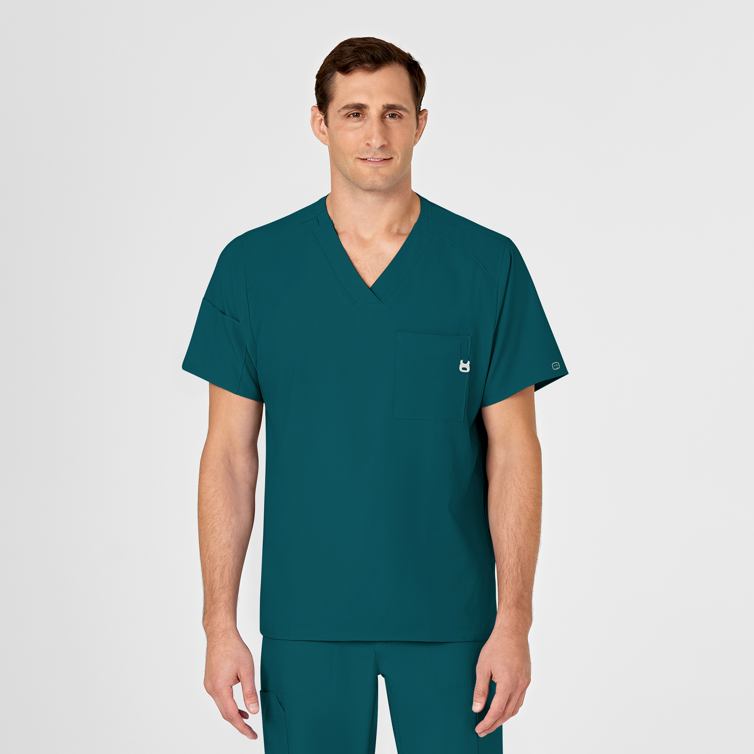 W123 Wink Men&#8216;s 3 Pocket V-Neck Style Medical Scrub Top with 4 Way Stretch-Wonder Wink