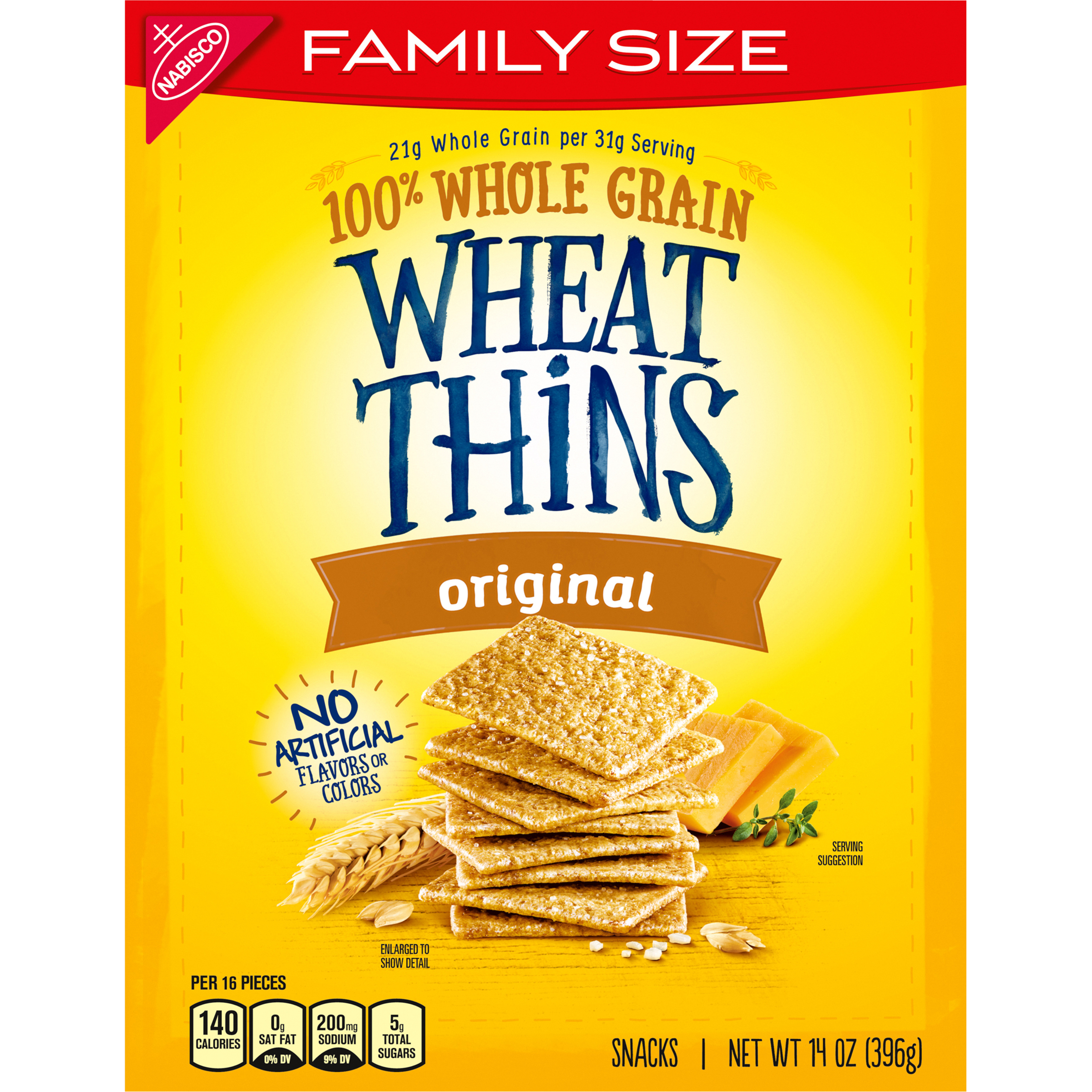 Wheat Thins Original Whole Grain Wheat Crackers, Family Size, 14 oz-thumbnail-1