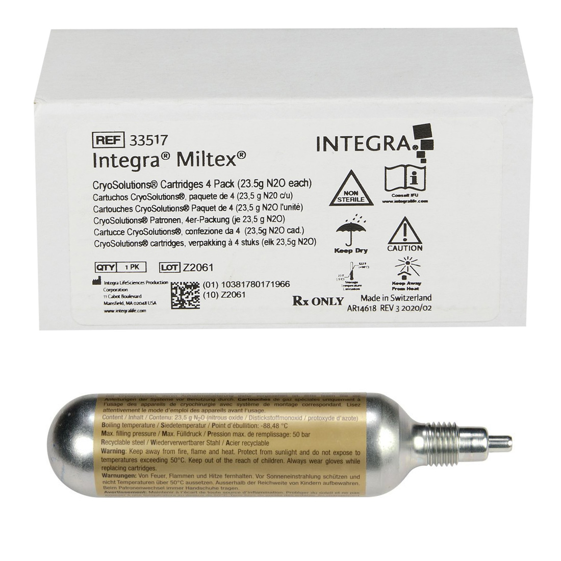 CryoSolutions® Replacement Nitrous Oxide Cartridges, 23.5gm each,
