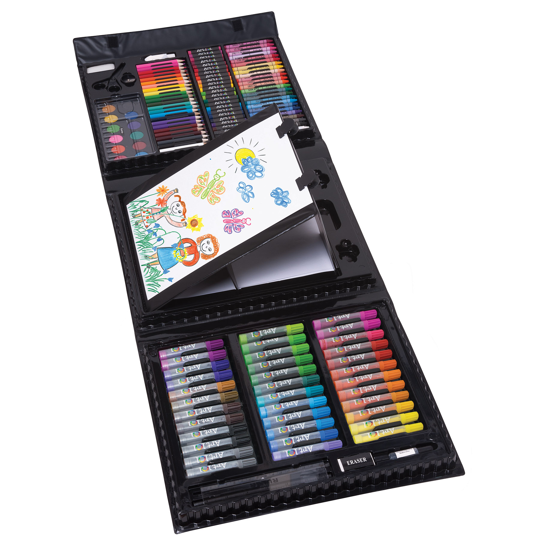 Art 101 Budding Artist Pop-Up Easel 150 Piece Doodle & Color Art Set