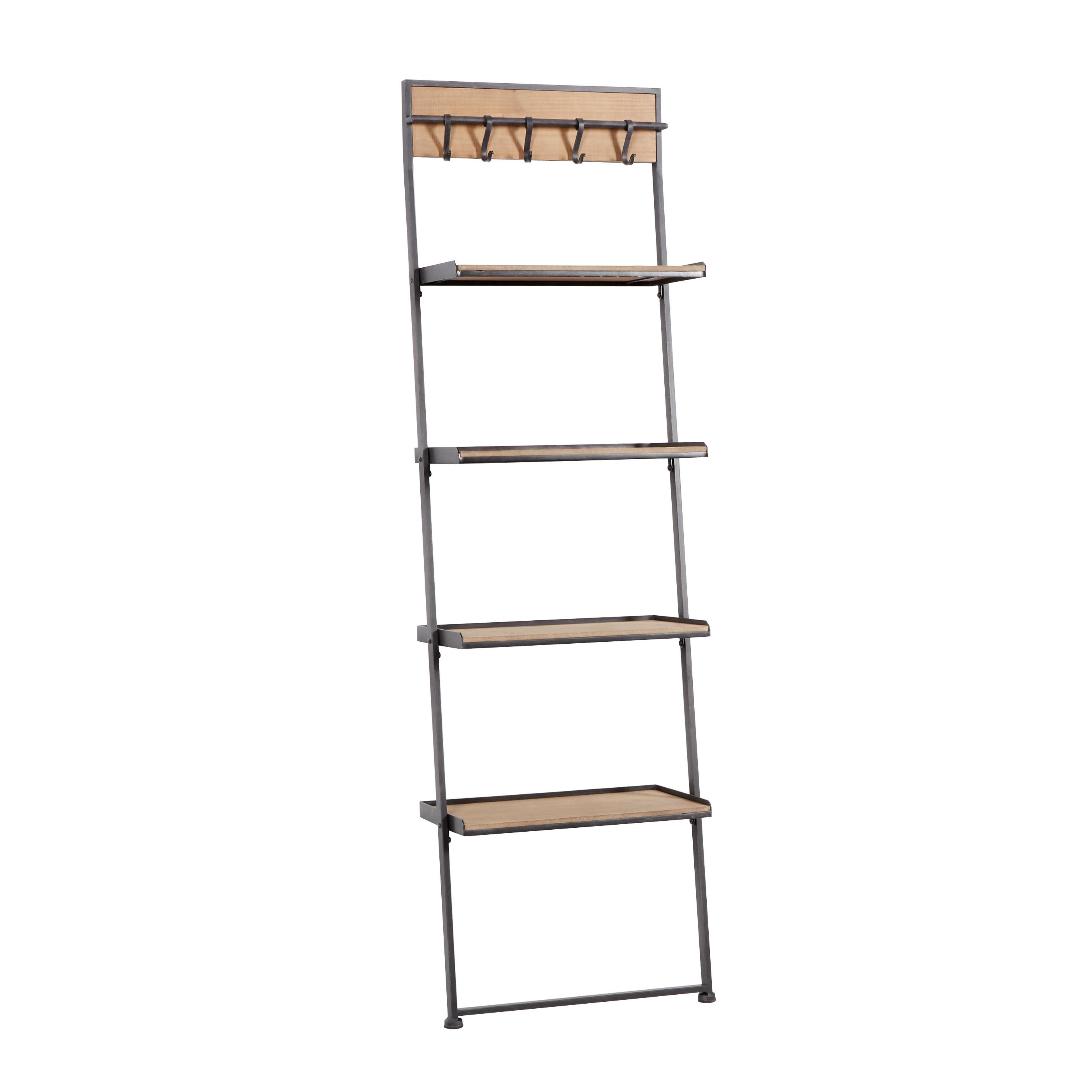 brown metal  wall shelf, 20" x 11" x 68"