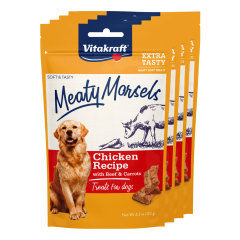 Image of Vitakraft Meaty Morsels Dog Treat, Chicken Recipe with Beef & Carrots, Value-Pack, 4 Count