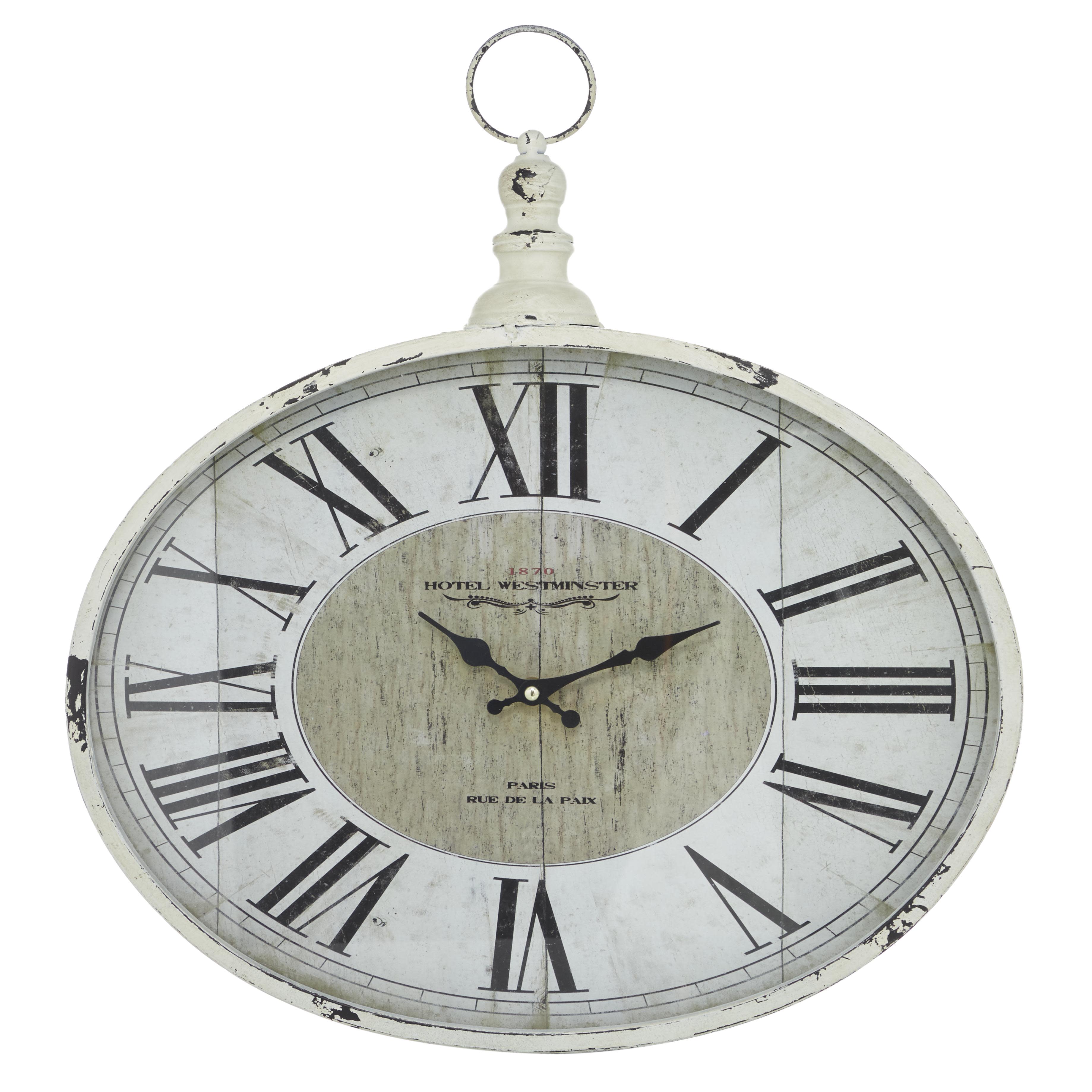 White Metal  Wall Clock, 18" x 2" x 16"