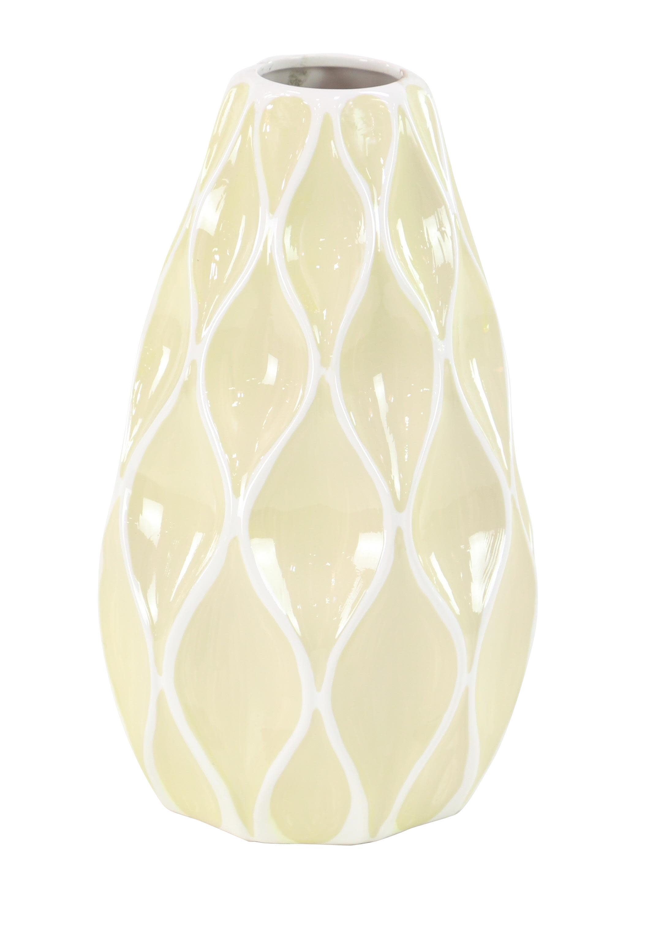 Yellow Ceramic  Vase, 9" x 9" x 16"
