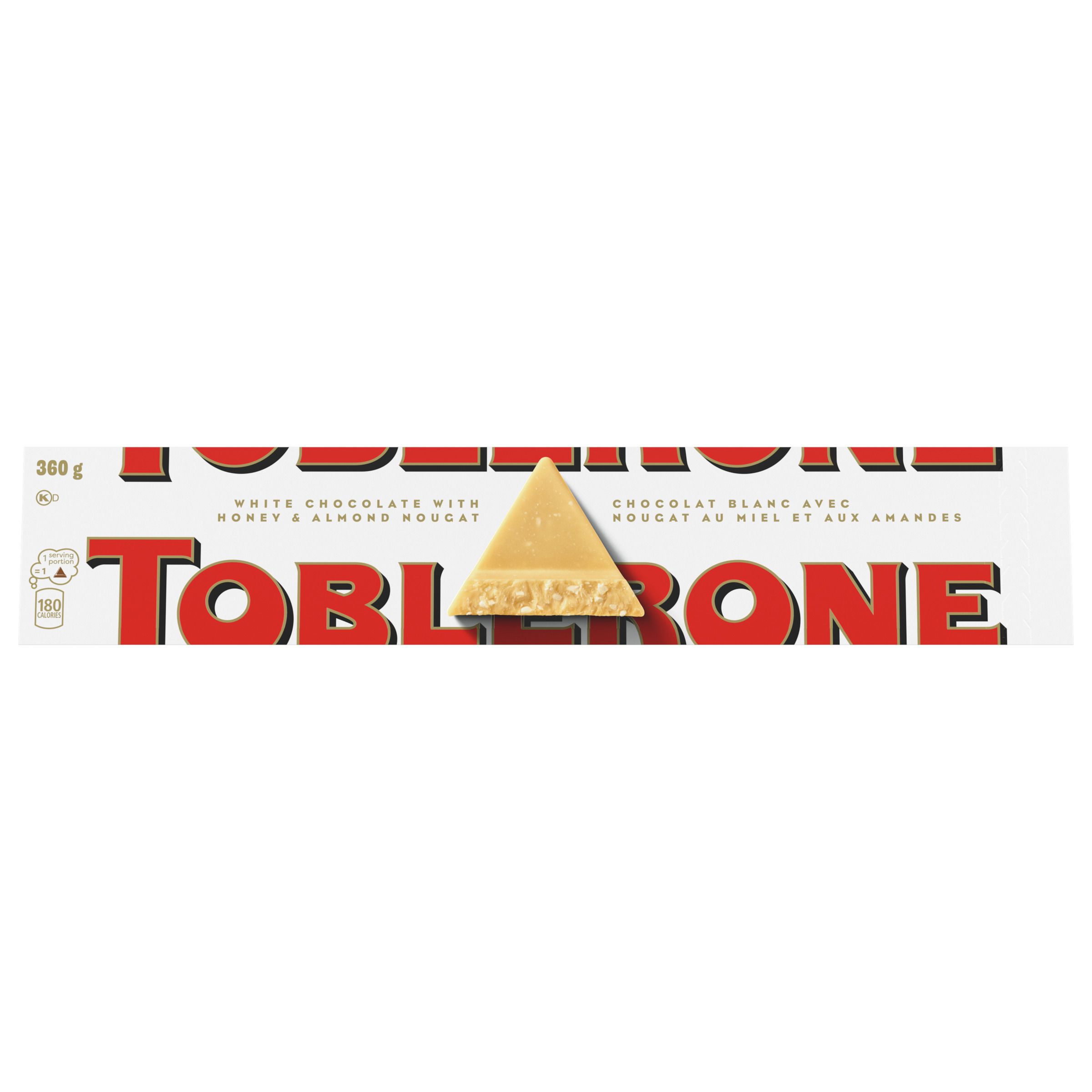 Tablette de chocolat blanc Toblerone avec nougat au miel et aux amandes (360 g)