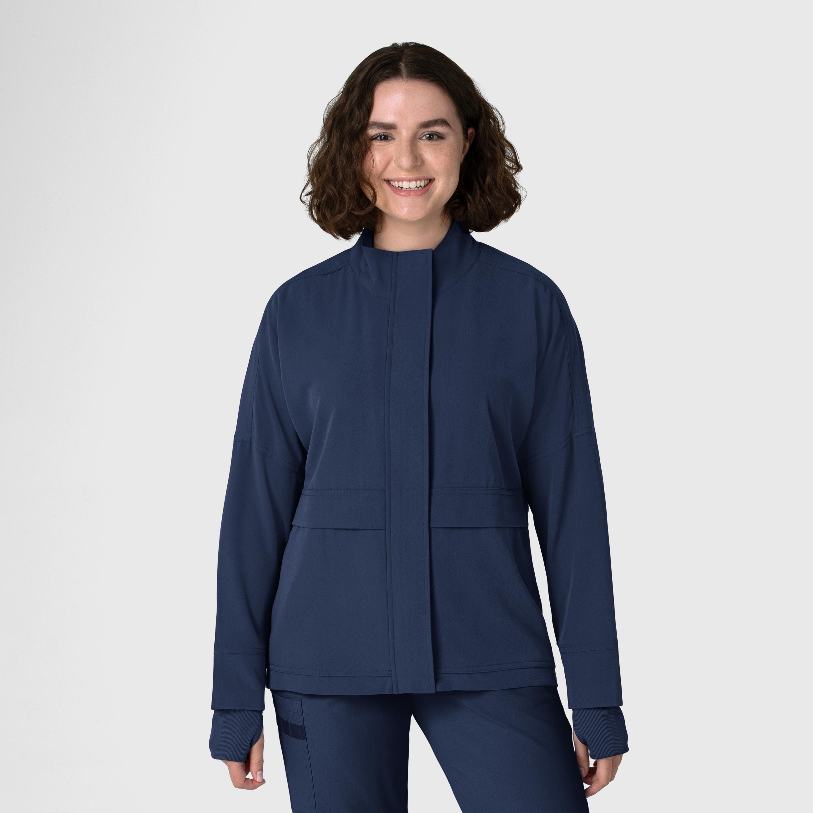 ‘Layers 8132 Wink Women‘s ‘‘Germs Happen‘‘ 7 Pocket Packable Scrub Jacket with Zip Front and Thumb Holes and Knit Cuffs WSL-Wonder Wink