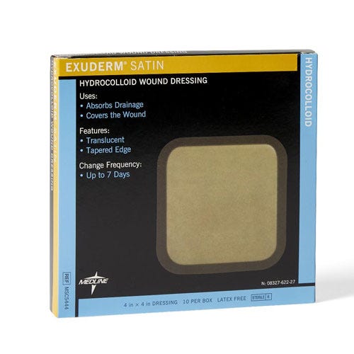 Exuderm® Satin Hydrocolloid Wound Dressing, 4"x4" - 10/Box