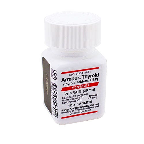 Armour® Thyroid 30mg (0.5 Grain), 100 Count Tablets - 100/Bottle