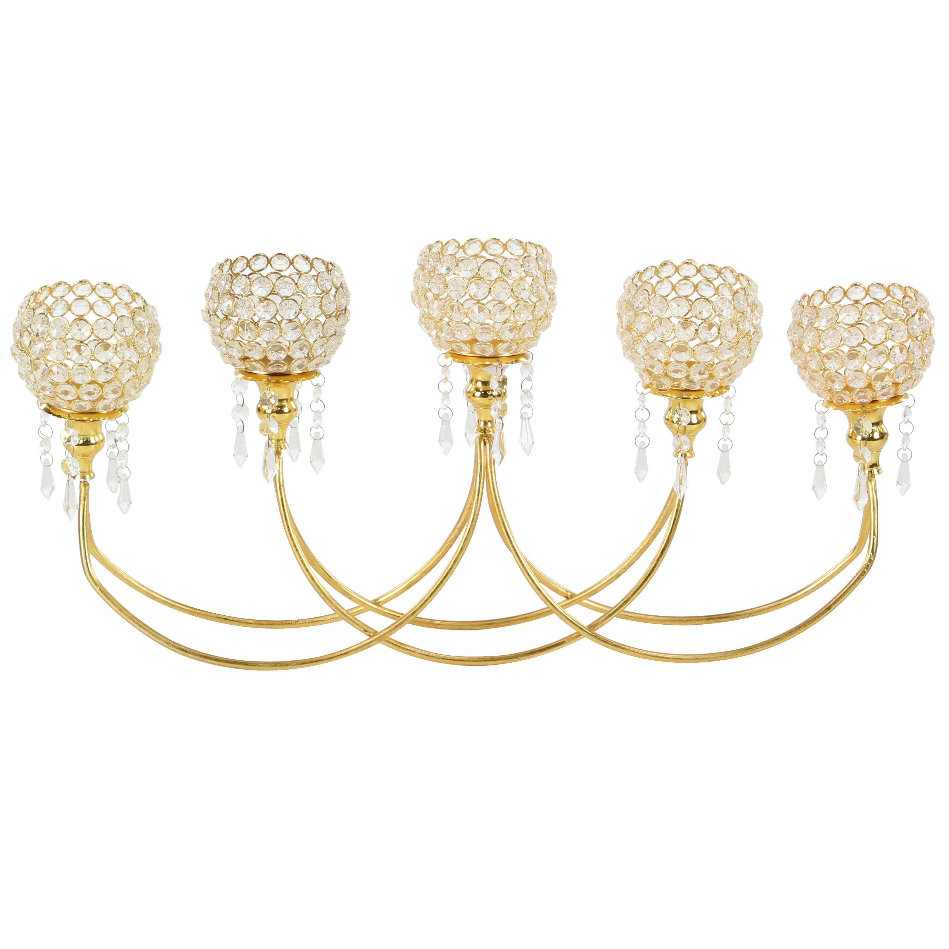 Gold Metal Glam Hurricane Lamp, 12" x 26" x 4"