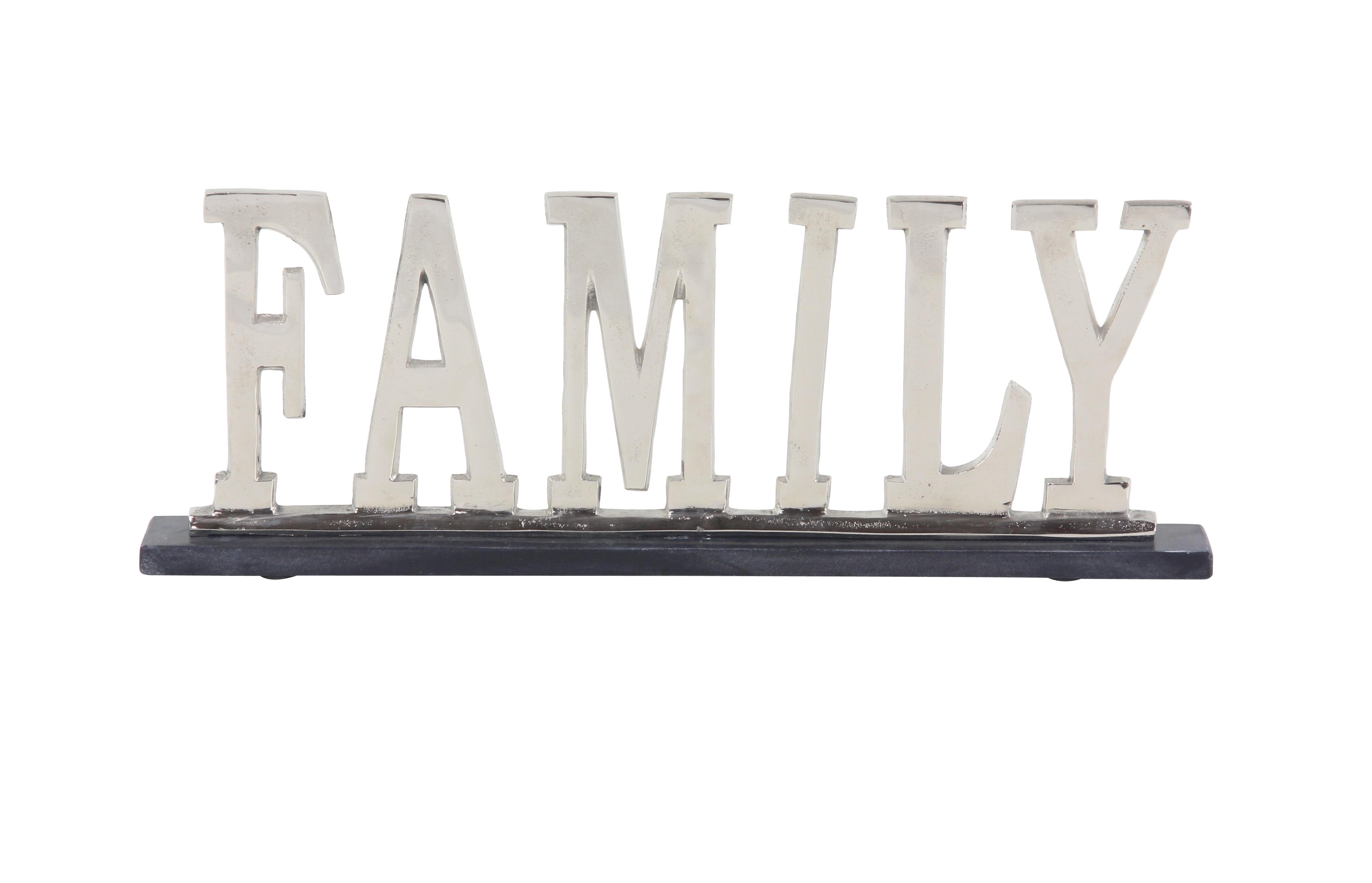 Silver Aluminum Metal  Family Decorative Sign, 22" x 2" x 8"