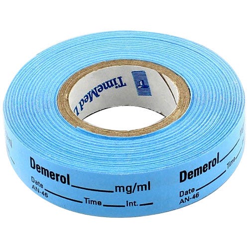 Demerol Labels, Light Blue, Perforated Tape Style - 333/Roll
