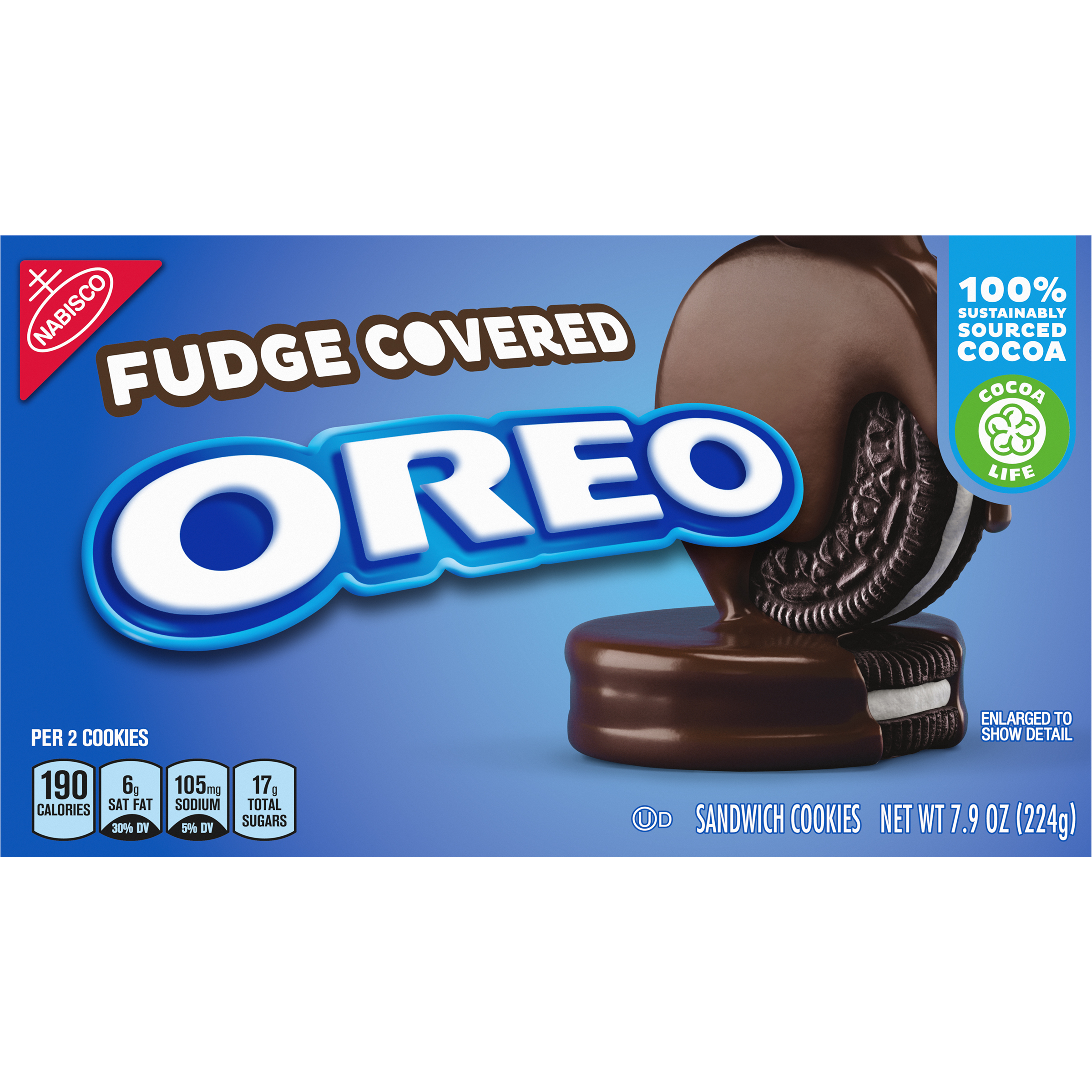 OREO Fudge Covered Chocolate Sandwich Cookies, 7.9 oz-thumbnail-1