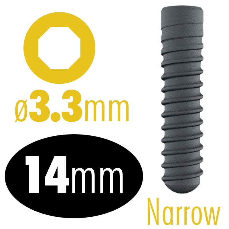 infinity OCTAGON Bone Level Implant,  3.3 x 14mm, Narrow Platform