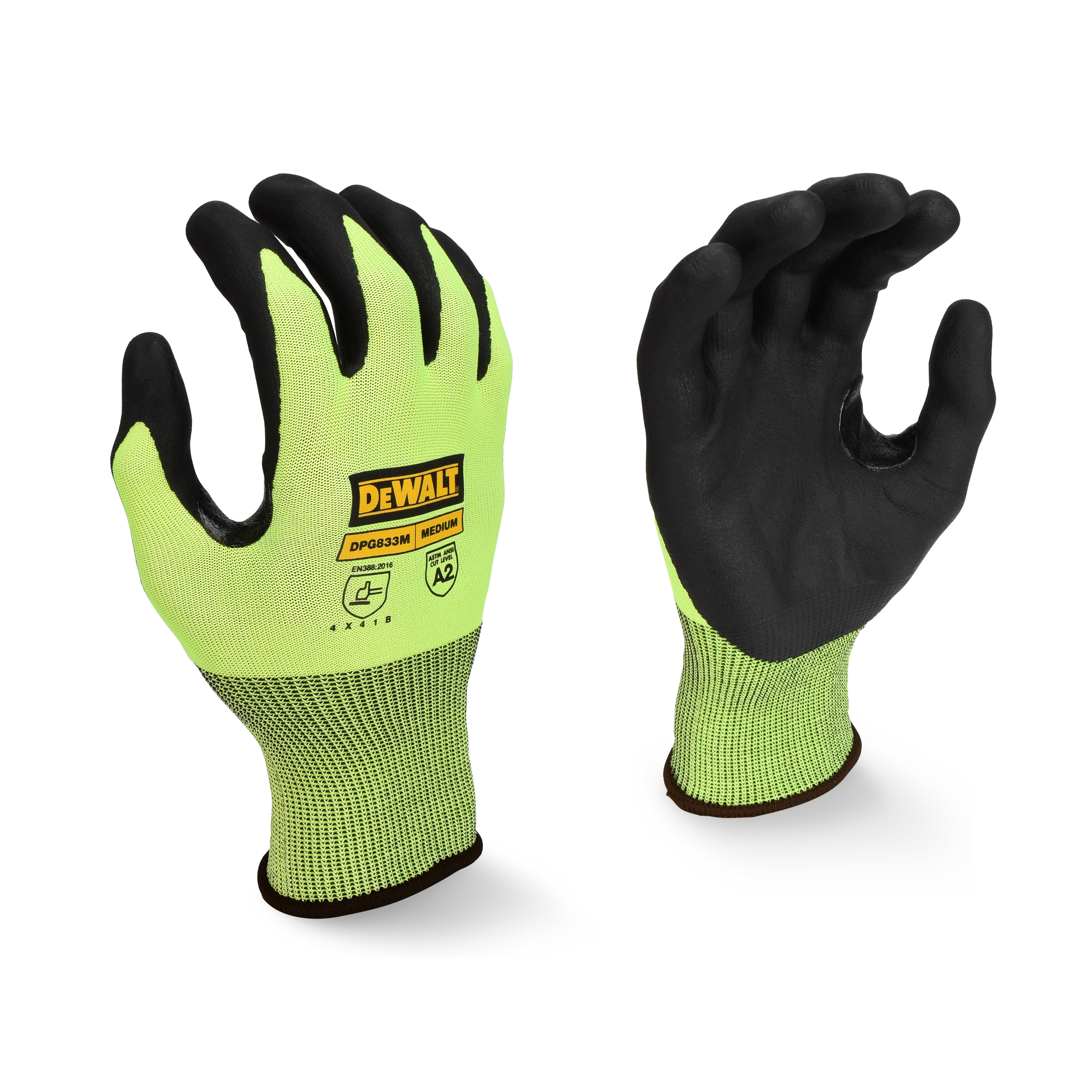 DEWALT DPG833T Hi&#45;Vis HPPE A2 Cut Touchscreen Glove Tagged-Radians