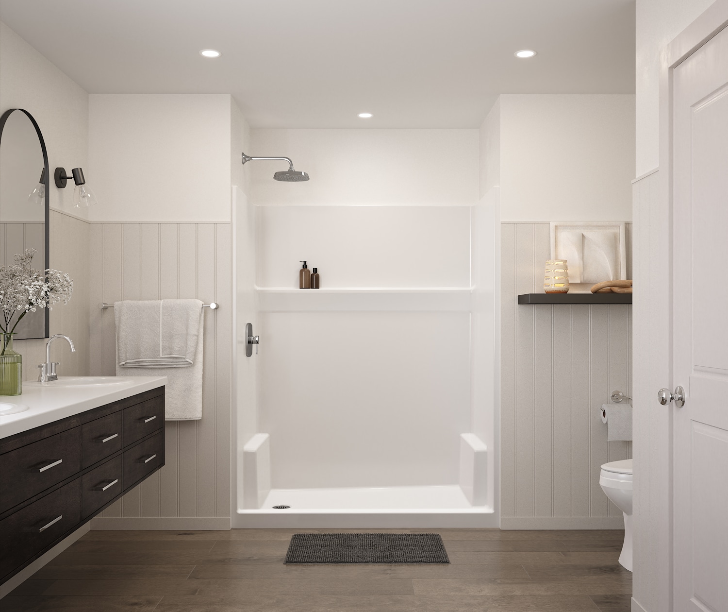 Icon SH6030 AFR AcrylX™ Alcove Left Hand Drain One-Piece Shower in White view 6