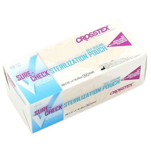 Sure-Check® Sterilization Pouches, Self-Sealing, 2.25" x 4", Clear Film - 200/Box