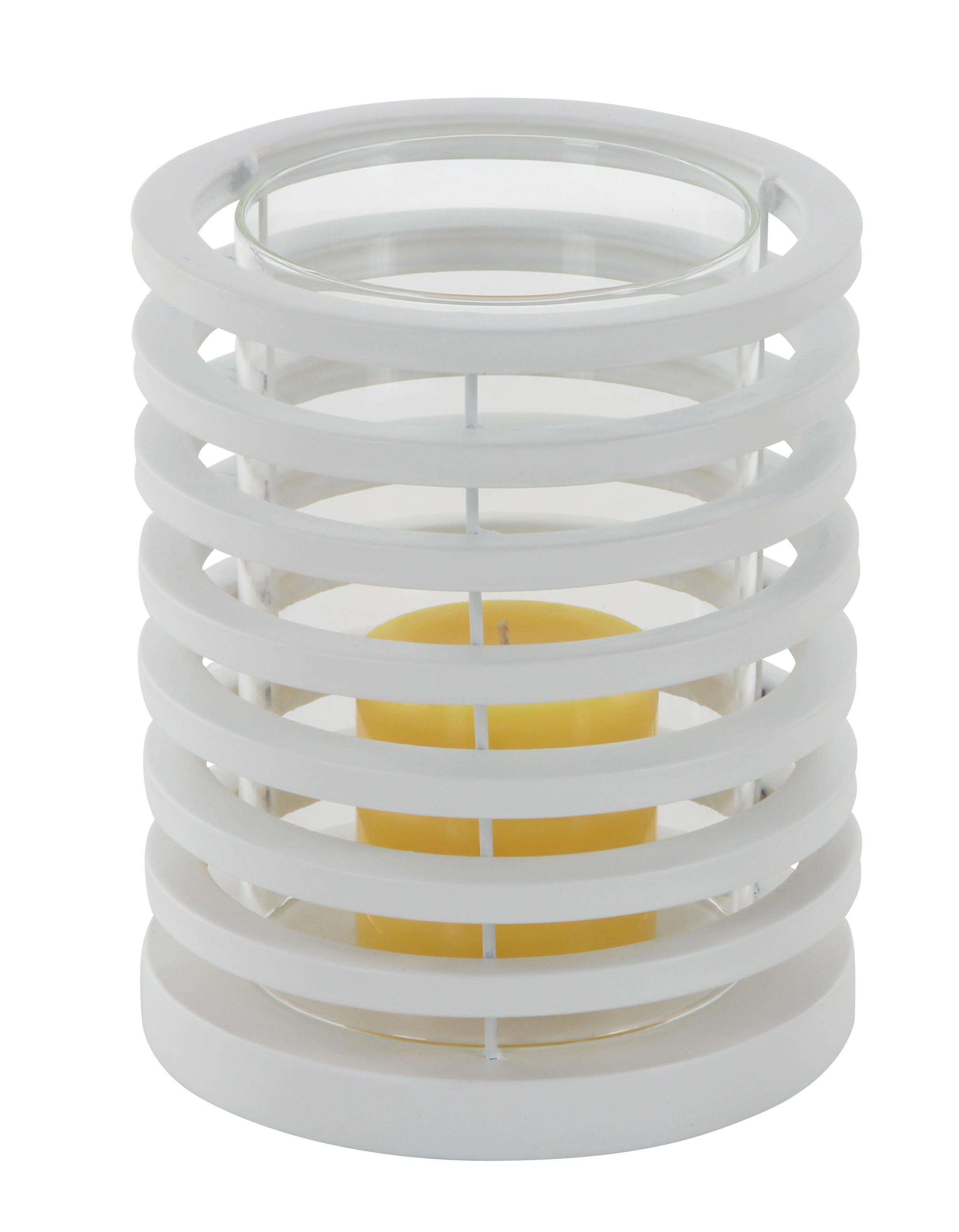 white metal candle holder (different colors ) black , 6\" x 6\" x 8\" ( incomplete )