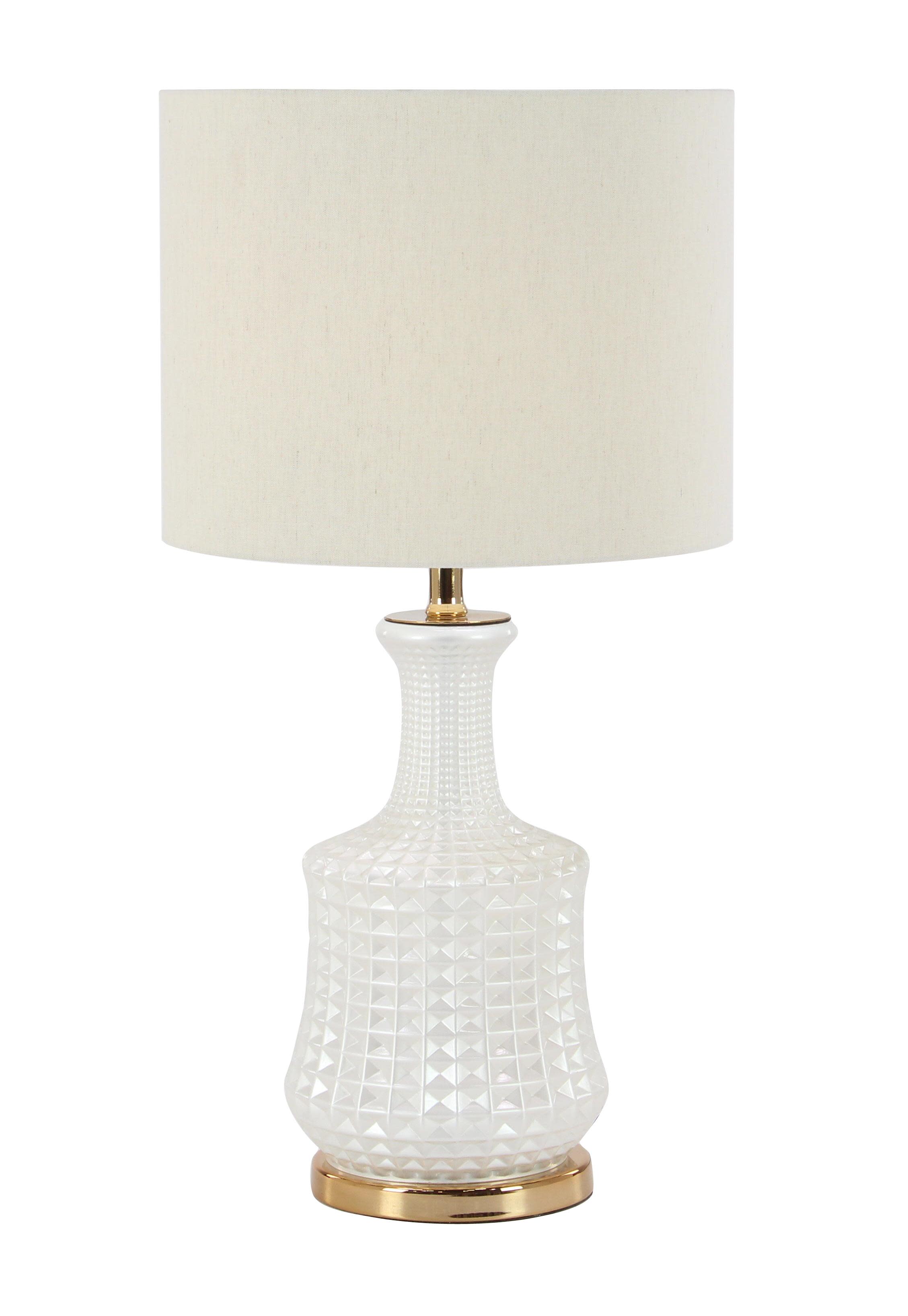 White Glass  Room Table Lamp, 14" x 14" x 27"