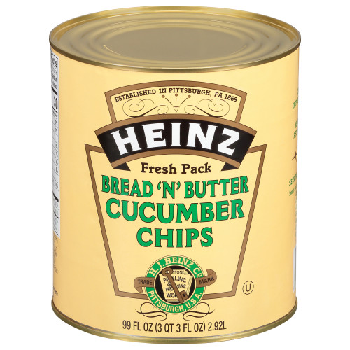  HEINZ Bread & Butter Cucumber Chips #10 Can, 99 fl. oz. (Pack of 6) 