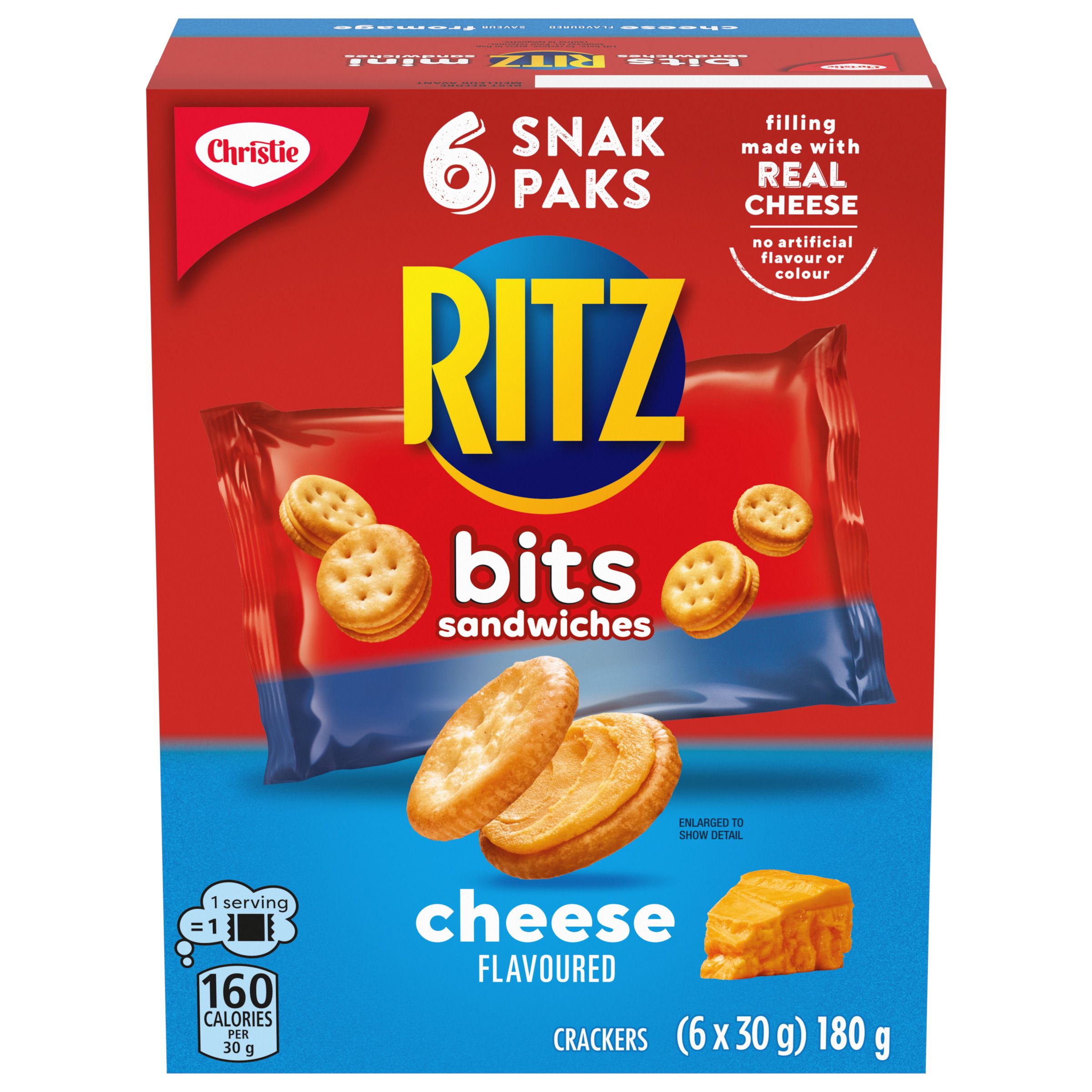 RITZ BITS Sandwiches Cheese flavoured crackers, Snak Pak 180 g