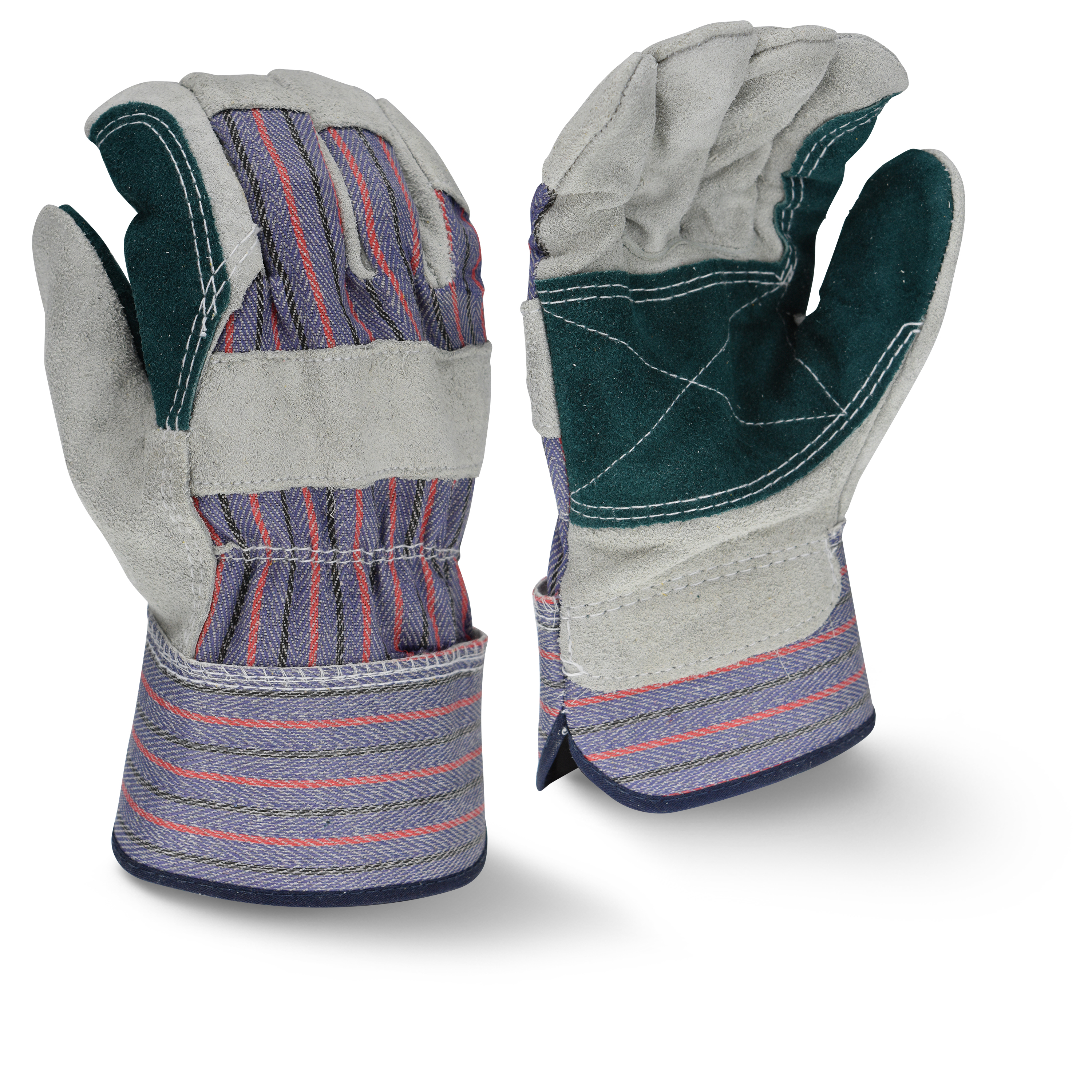 RWG3200DP Regular Shoulder Gray Split Cowhide Double Leather Palm Glove - Size L