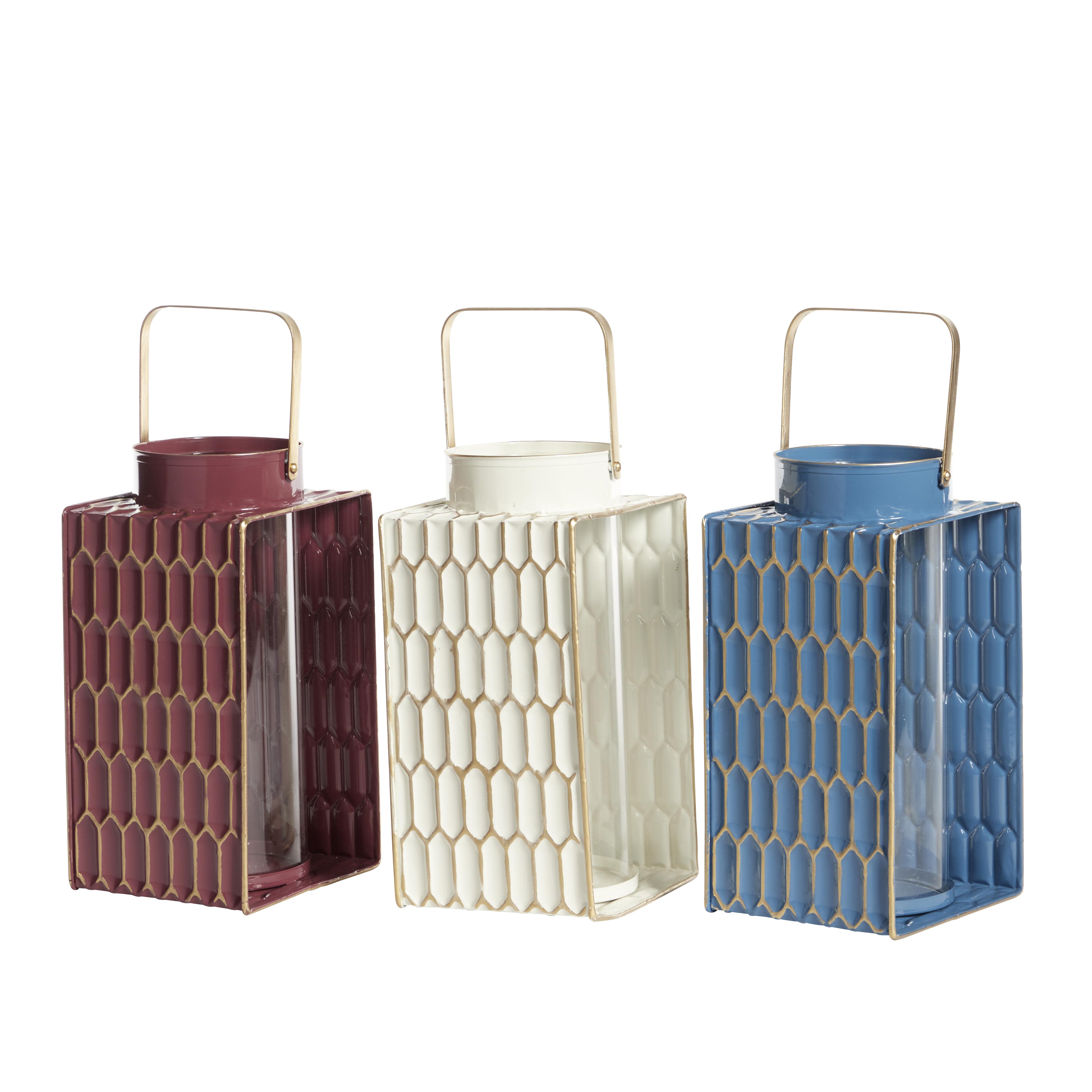 Multi Colored Metal  Candle Lantern, 6 Assorted 8\"W, 13\"H