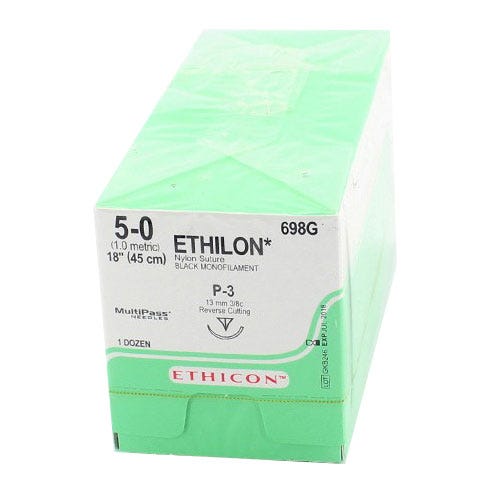 ETHILON® Nylon Black Monofilament Suture, 5-0, P-3, Precision Point-Reverse Cutting, 18" - 12/Box