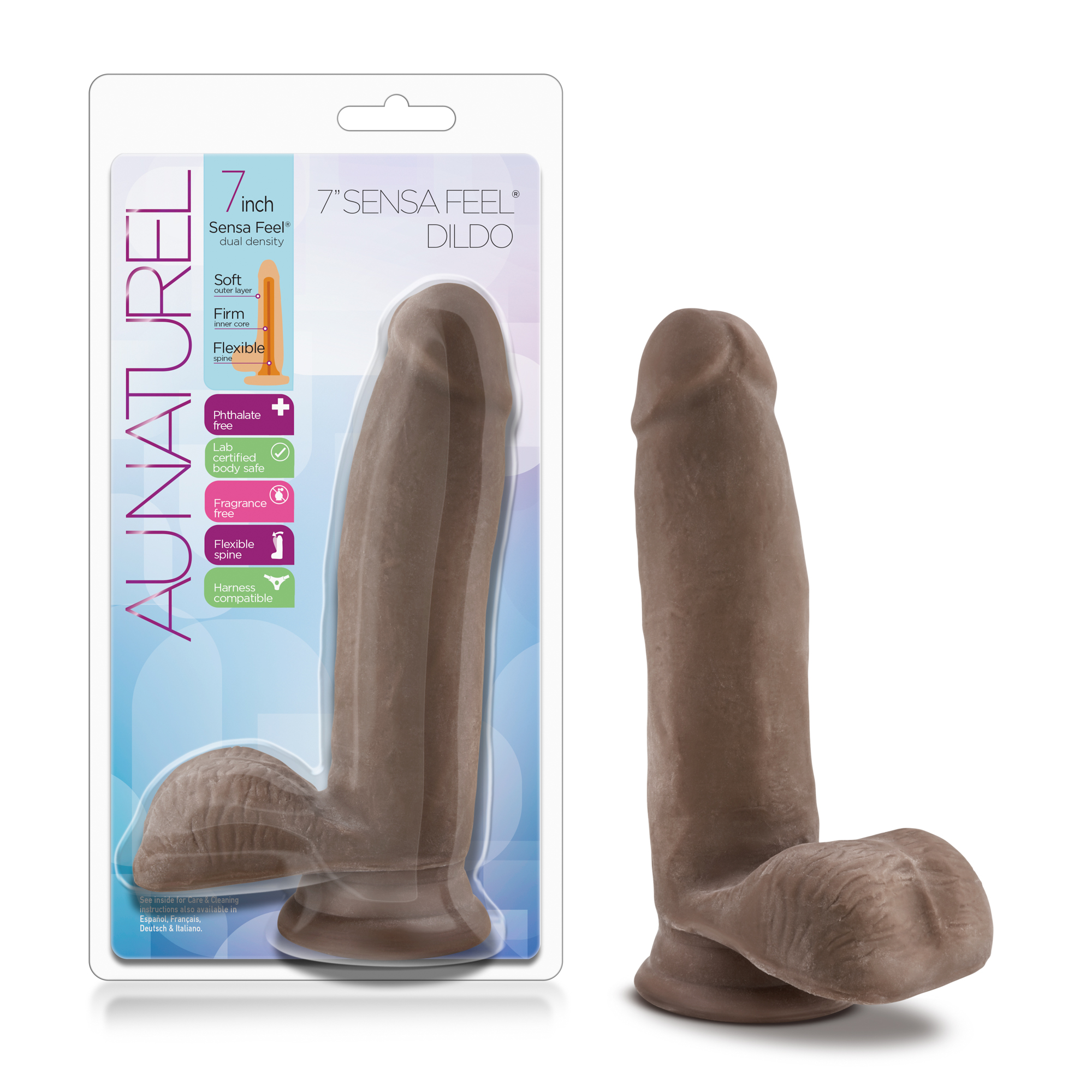 Blush Au Naturel Realistic Chocolate 7-Inch Long Dildo With Balls & Suction Cup Base