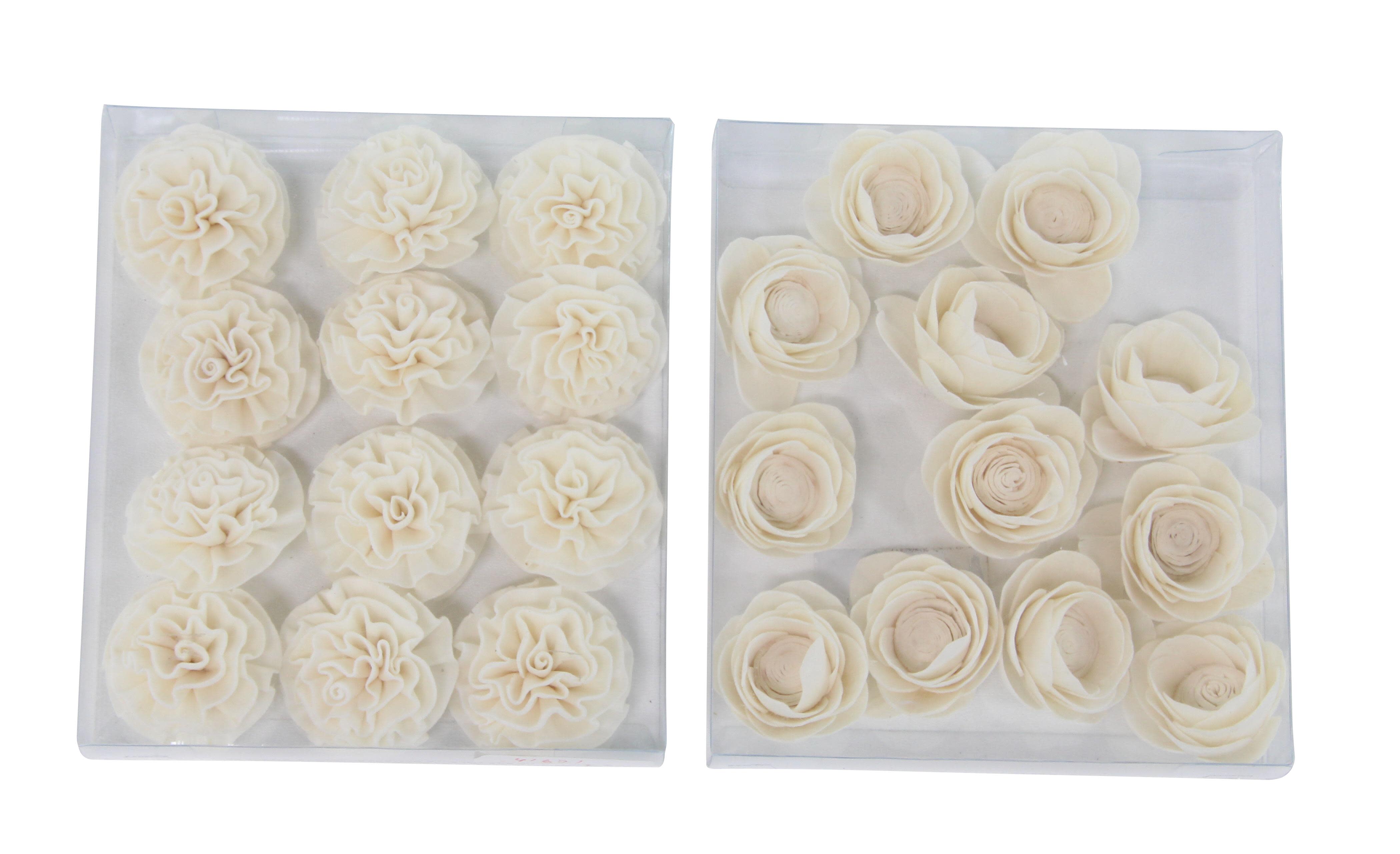 (Box 24 set) White Dried Plant  Orbs & Vase Filler, 2 Assorted 6\"W, 7\"H