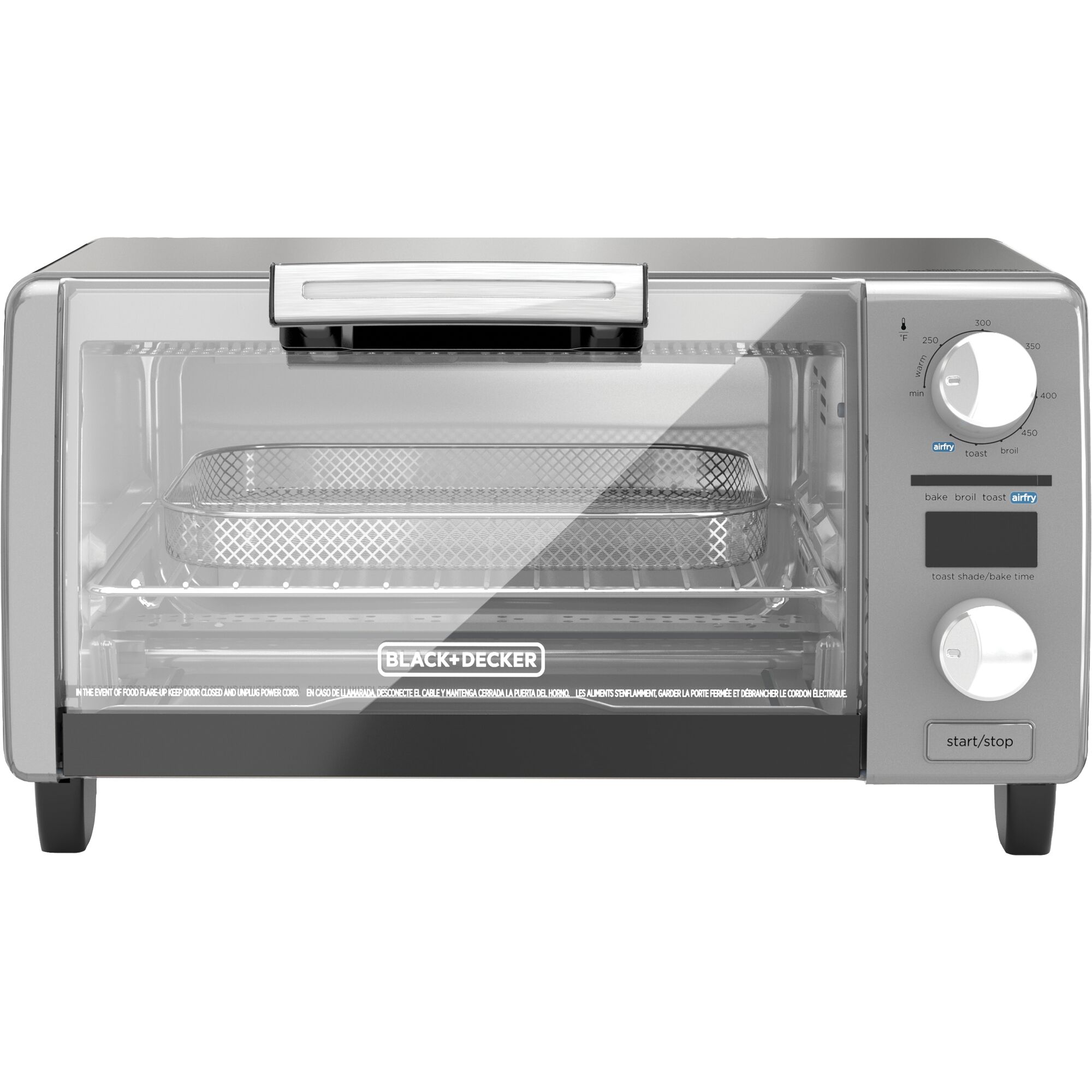 Profile of crisp n bake air fry digital 4 slice toaster oven.