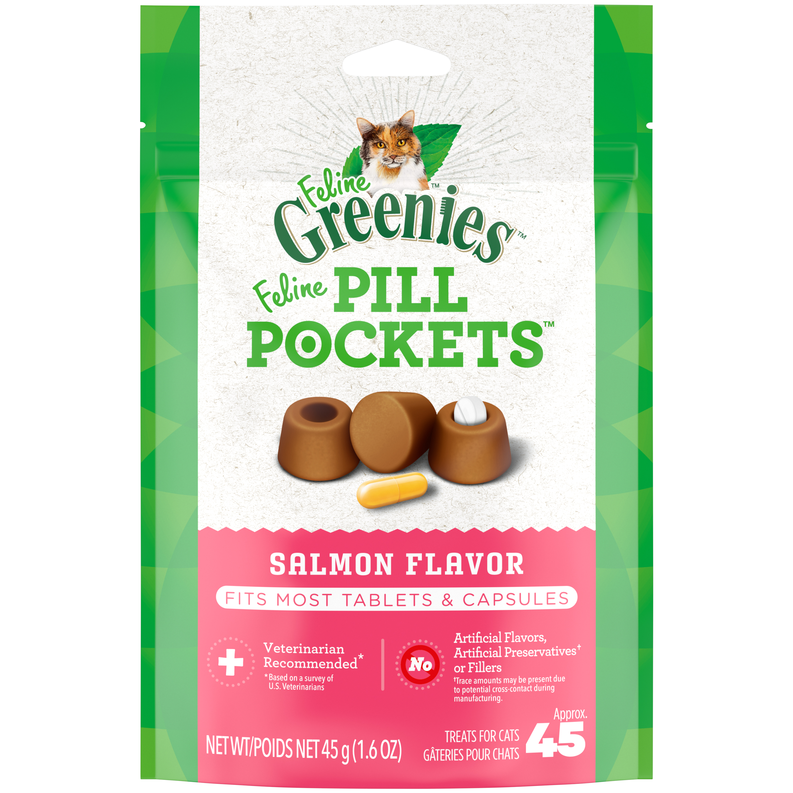1.6 oz. Greenies Pill Pockets Cat Salmon Treats (45 Count) - Health/First Aid