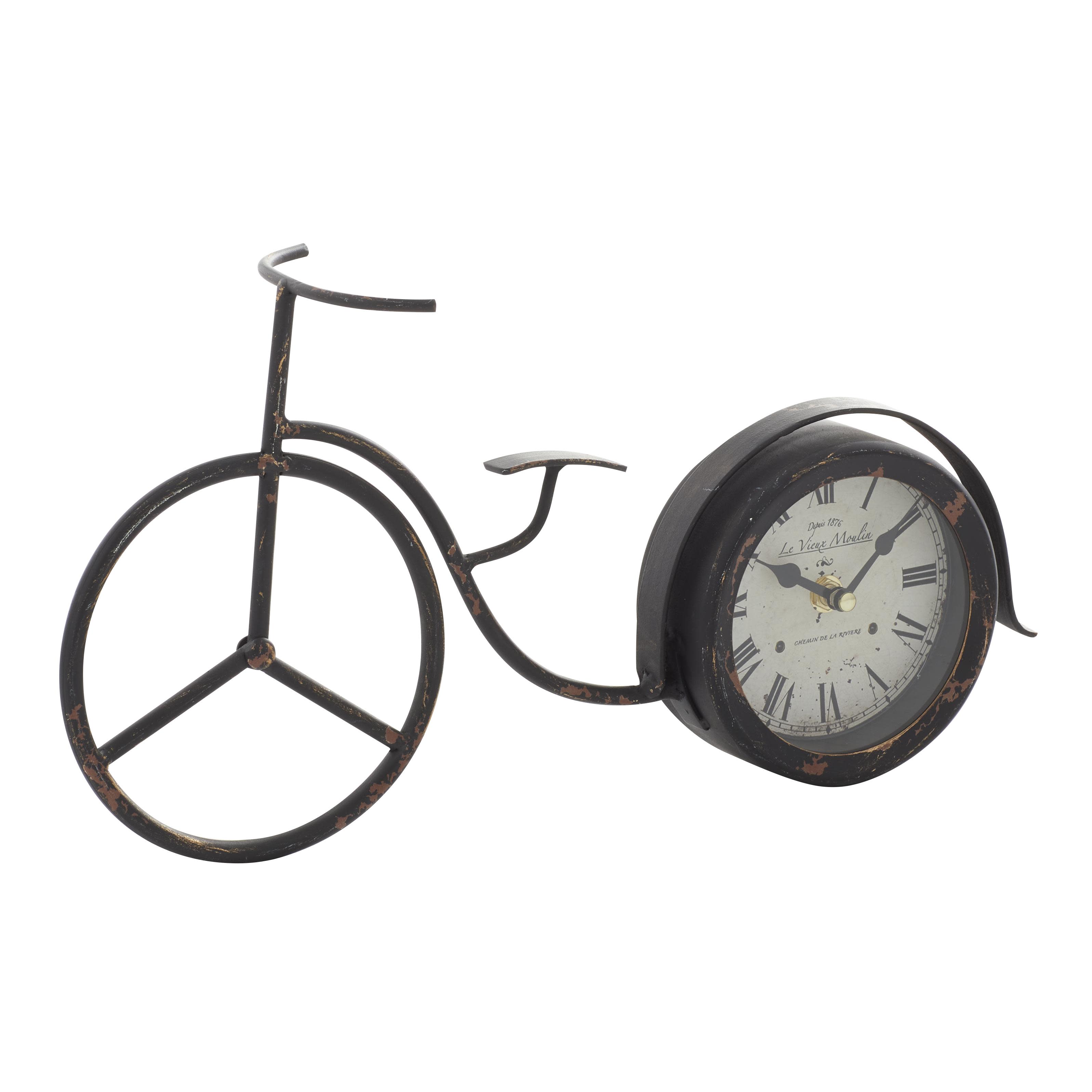 Black Metal Bike Clock, 15" x 4" x 8"